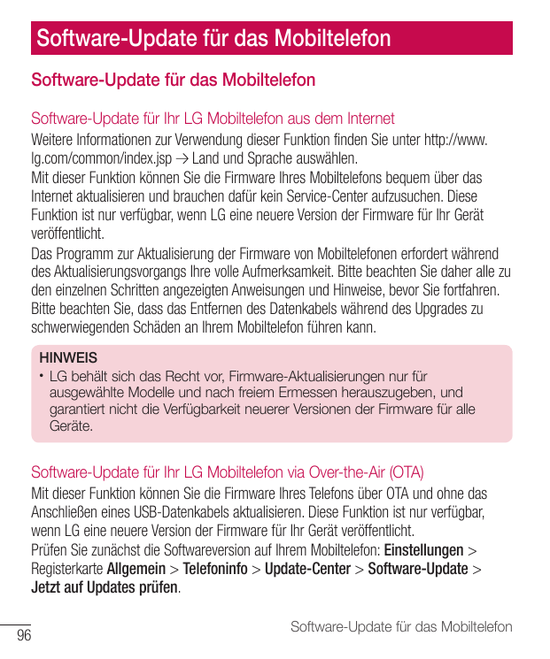 Software-Update für das MobiltelefonSoftware-Update für das MobiltelefonSoftware-Update für Ihr LG Mobiltelefon aus dem Internet