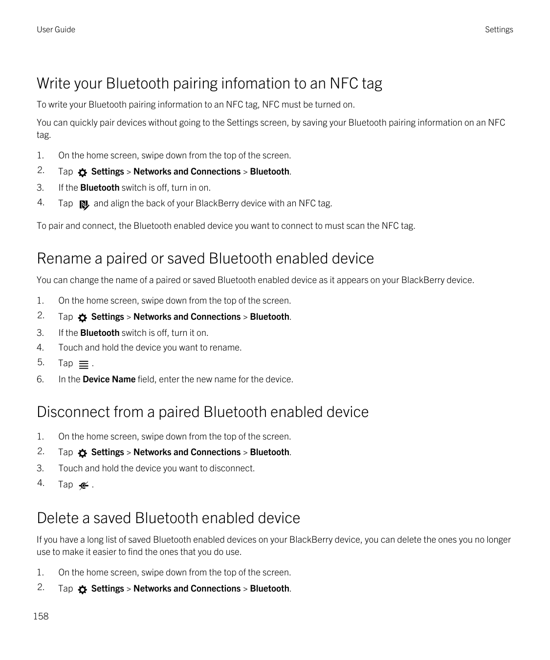 User GuideSettingsWrite your Bluetooth pairing infomation to an NFC tagTo write your Bluetooth pairing information to an NFC tag
