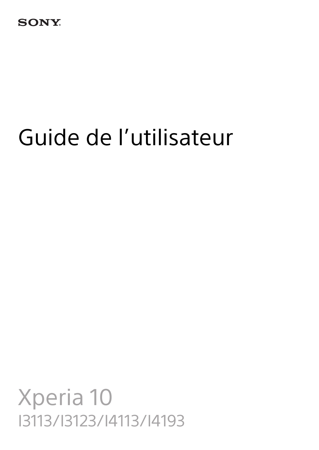 Guide de l’utilisateurXperia 10I3113/I3123/I4113/I4193