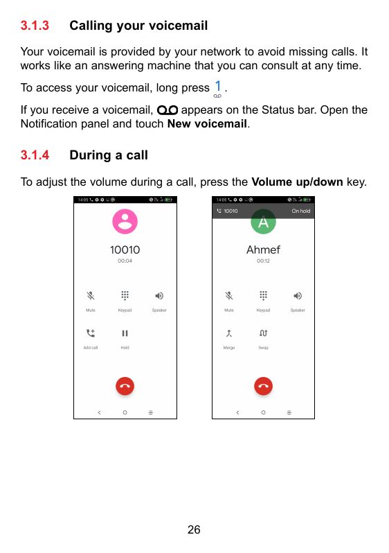 3.1.3Calling your voicemailYour voicemail is provided by your network to avoid missing calls. Itworks like an answering machine 