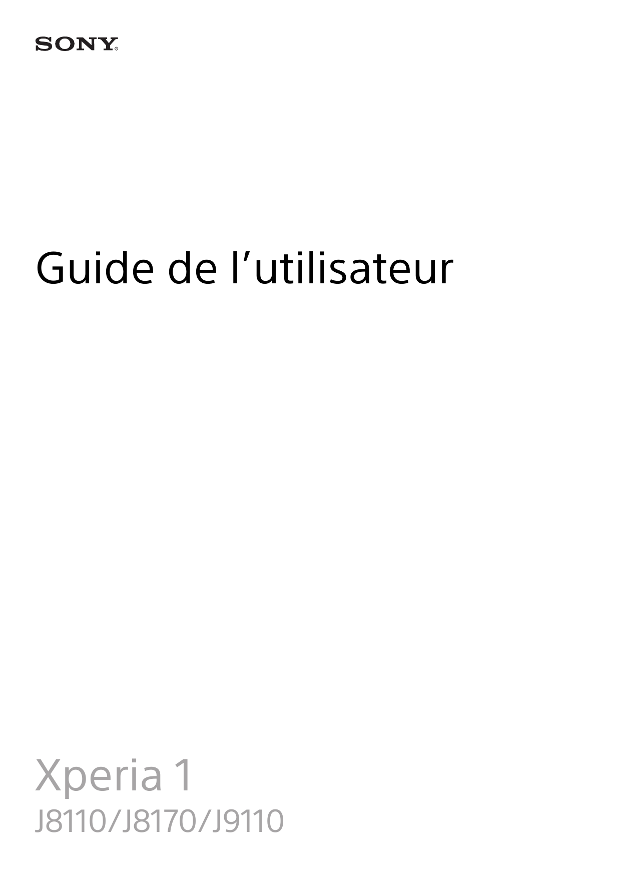 Guide de l’utilisateurXperia 1J8110/J8170/J9110