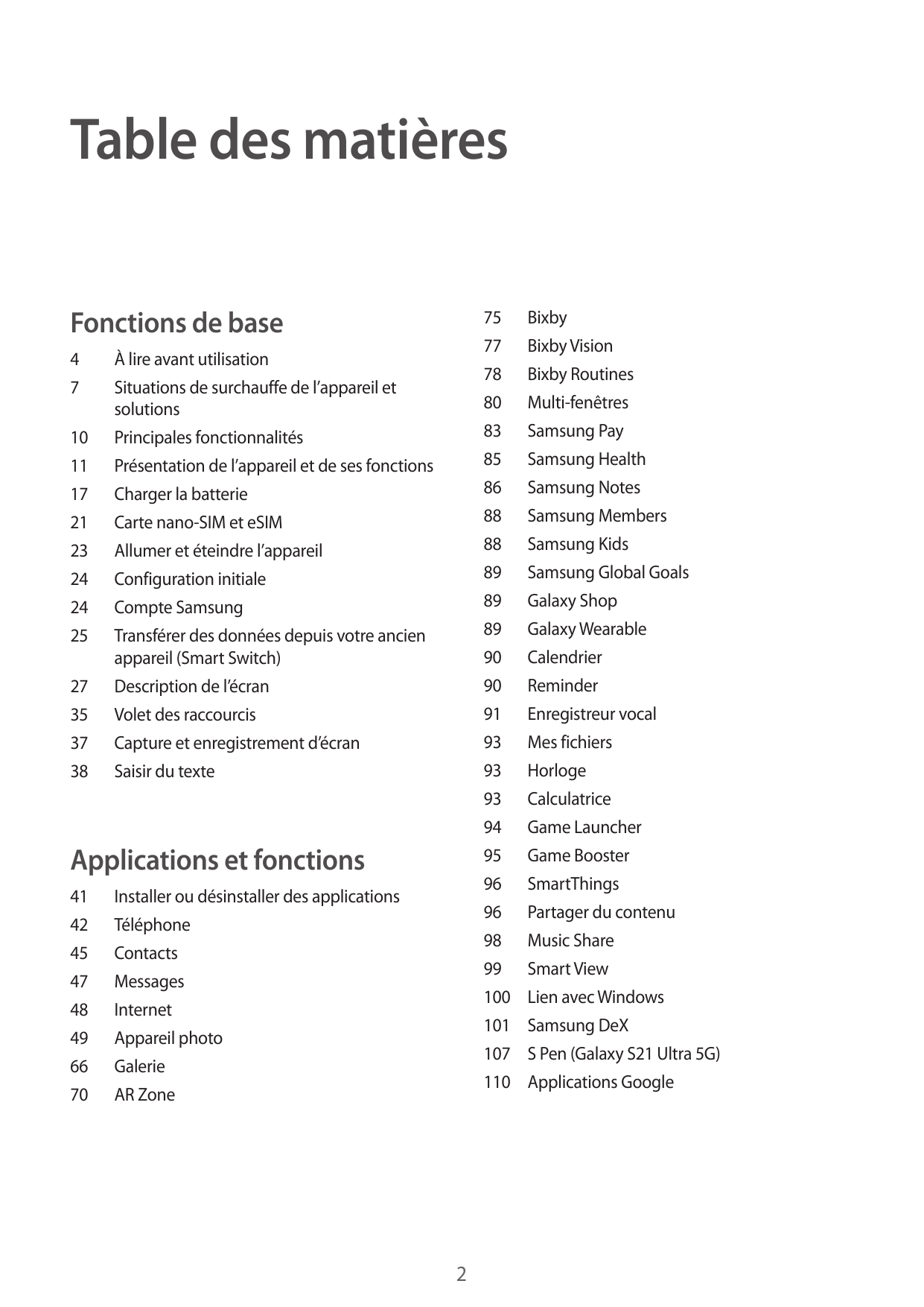 Table des matièresFonctions de base4À lire avant utilisation7Situations de surchauffe de l’appareil etsolutions10Principales fon