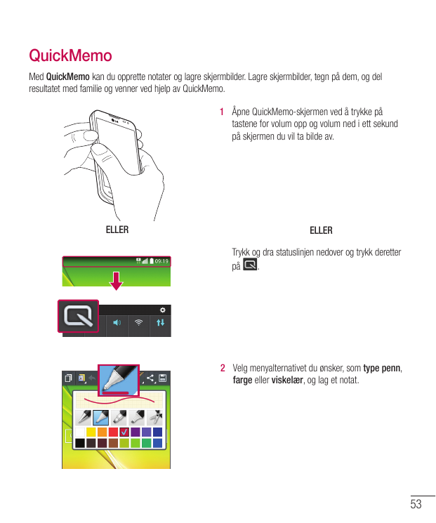 QuickMemoMed QuickMemo kan du opprette notater og lagre skjermbilder. Lagre skjermbilder, tegn på dem, og delresultatet med fami