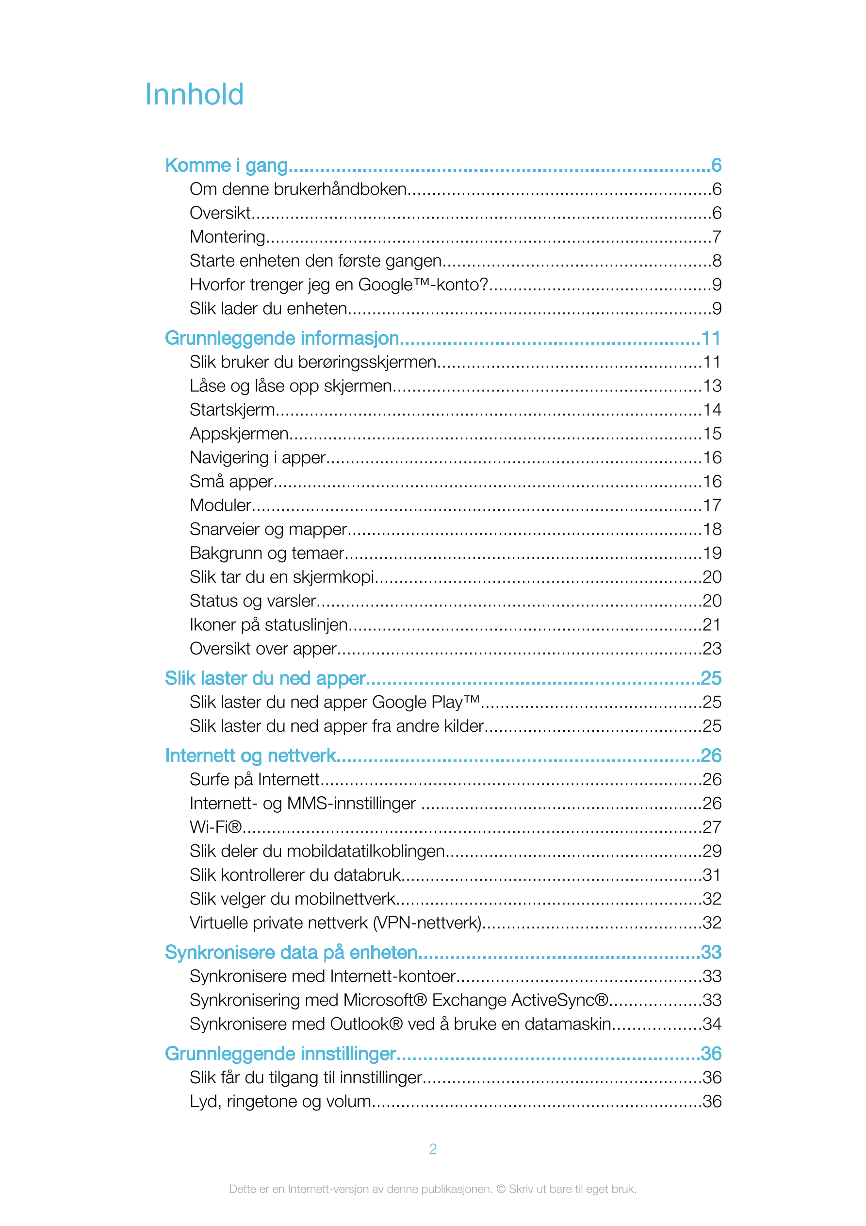 Innhold
Komme i gang................................................................................6
Om denne brukerhåndboken..