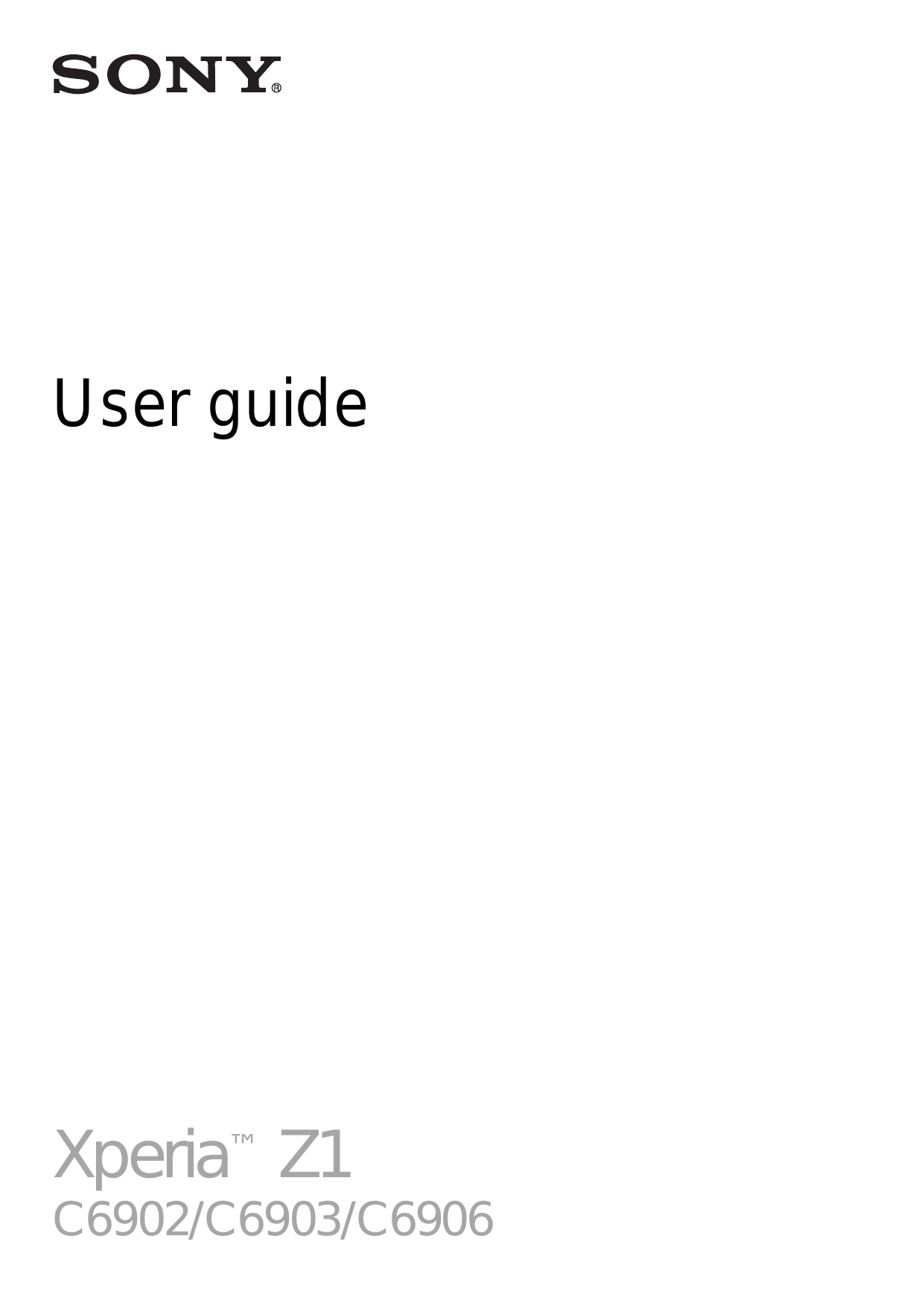 User guideXperia™ Z1C6902/C6903/C6906