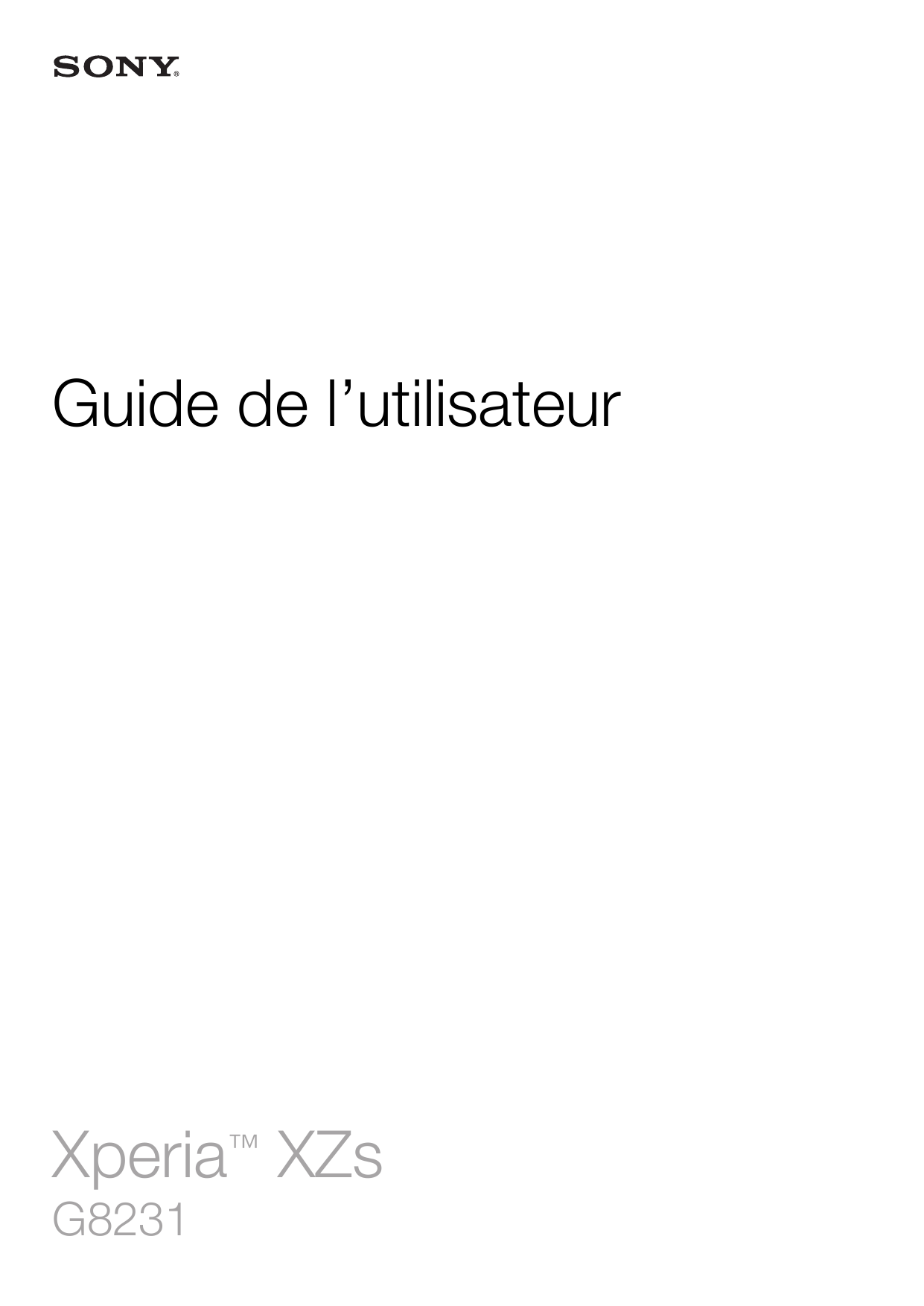 Guide de l’utilisateurXperia™ XZsG8231