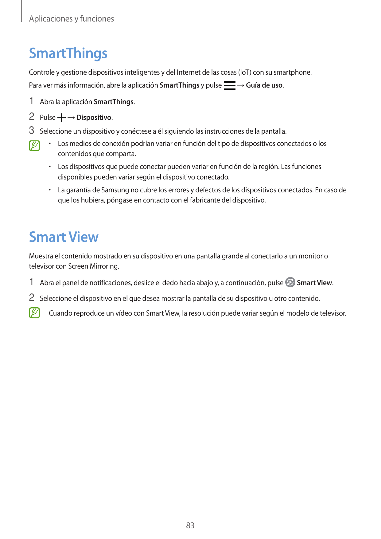 Aplicaciones y funcionesSmartThingsControle y gestione dispositivos inteligentes y del Internet de las cosas (IoT) con su smartp