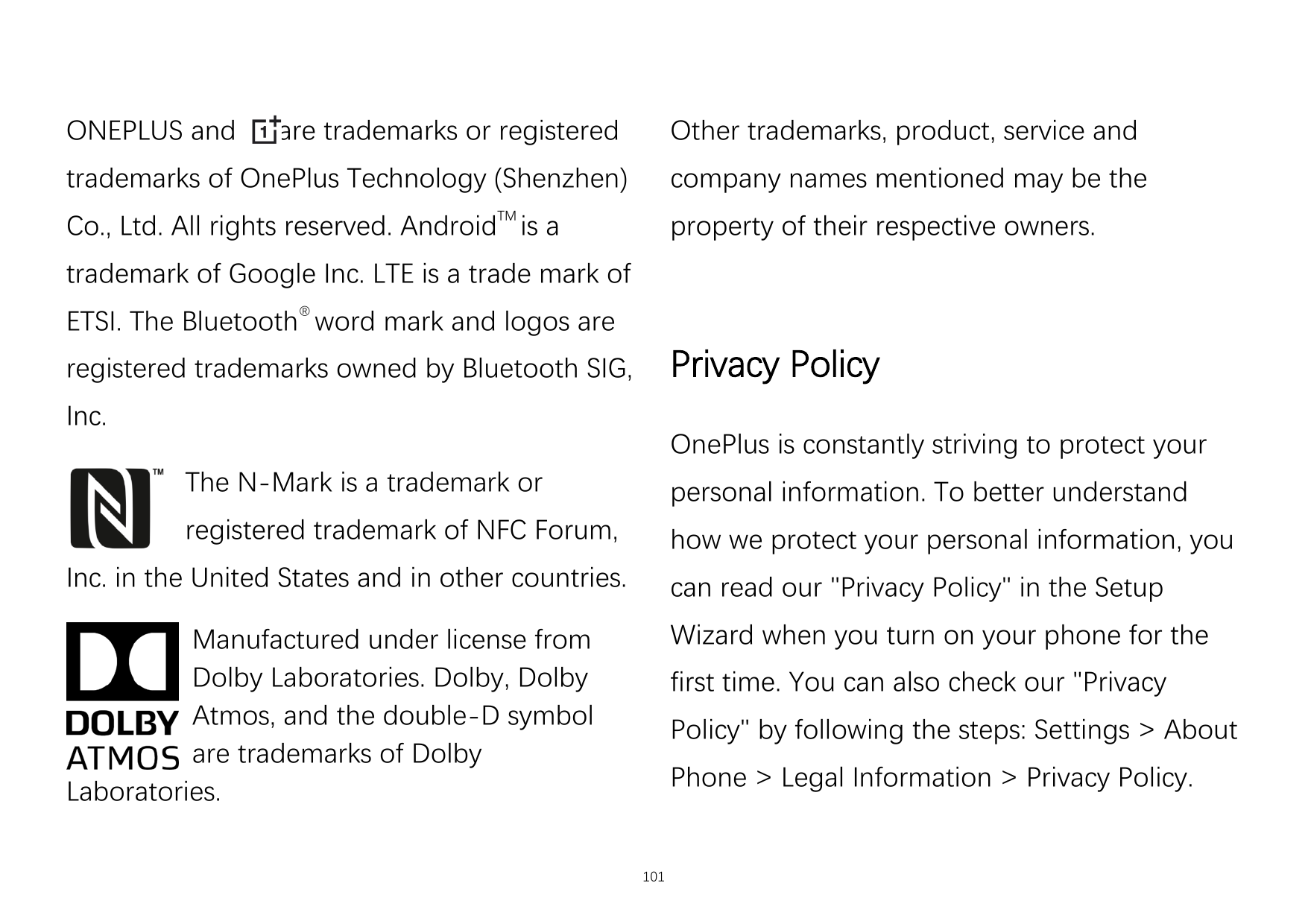 ONEPLUS andare trademarks or registeredOther trademarks, product, service andtrademarks of OnePlus Technology (Shenzhen)company 