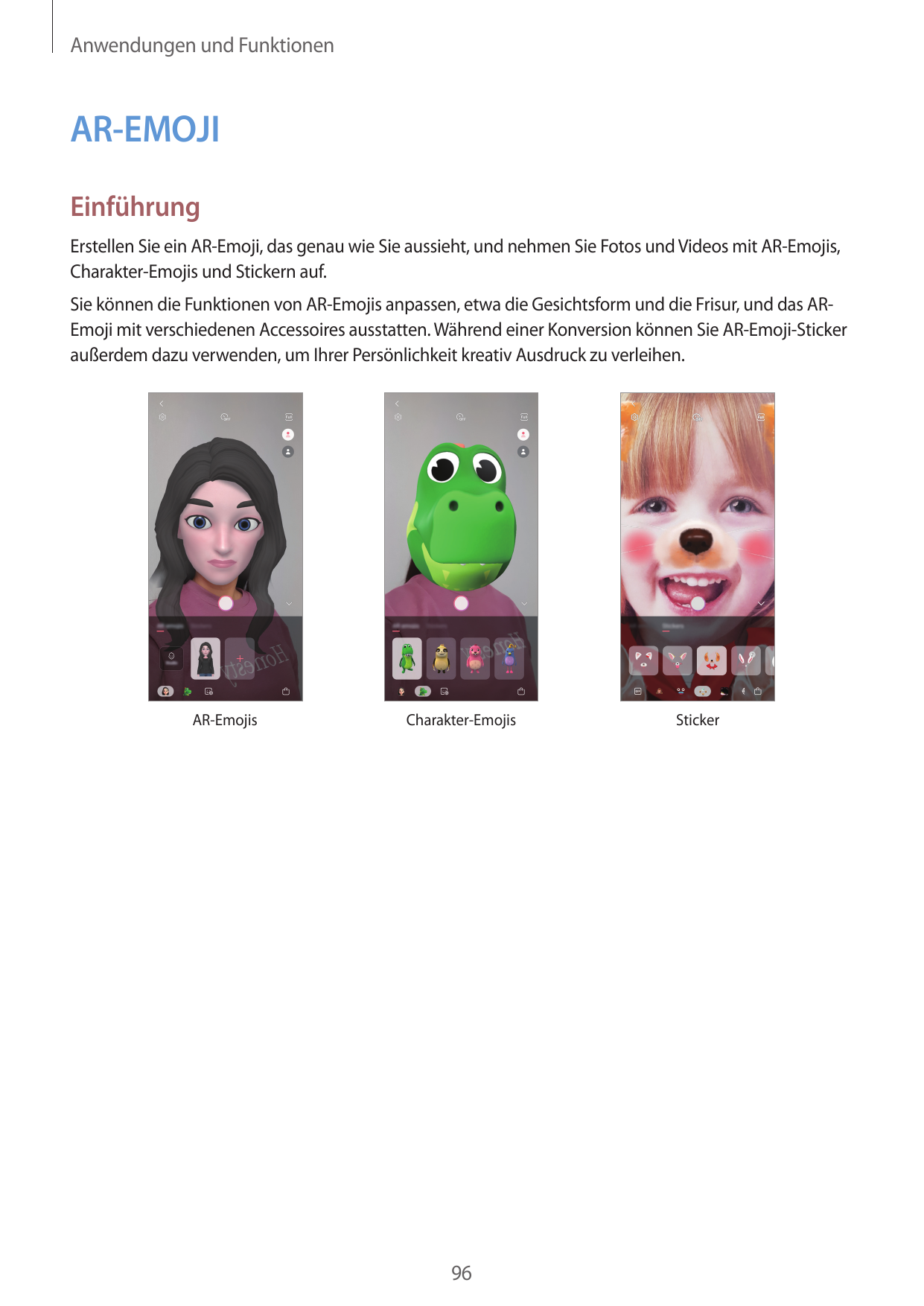 Anwendungen und FunktionenAR-EMOJIEinführungErstellen Sie ein AR-Emoji, das genau wie Sie aussieht, und nehmen Sie Fotos und Vid