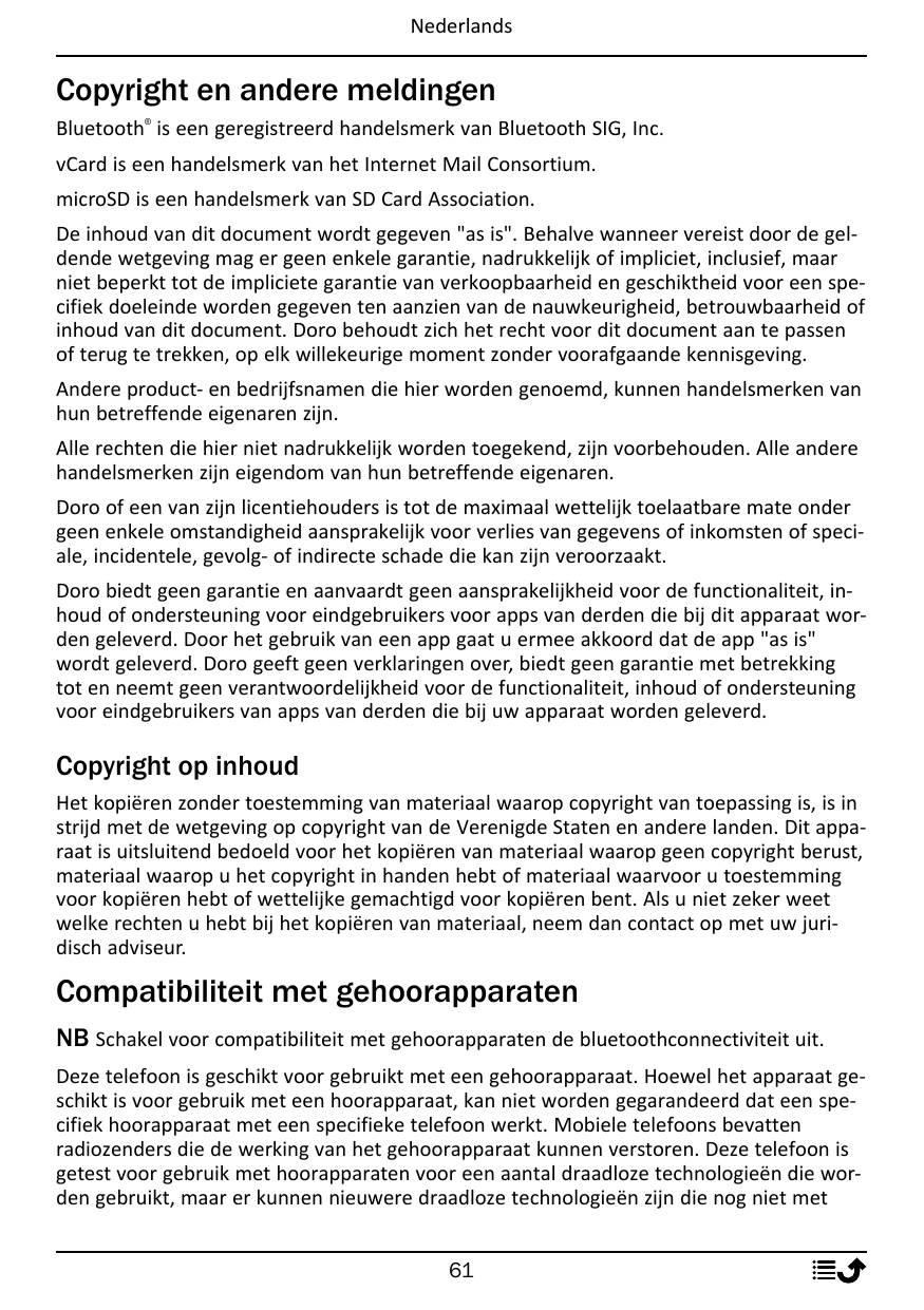 NederlandsCopyright en andere meldingen®Bluetooth is een geregistreerd handelsmerk van Bluetooth SIG, Inc.vCard is een handelsme