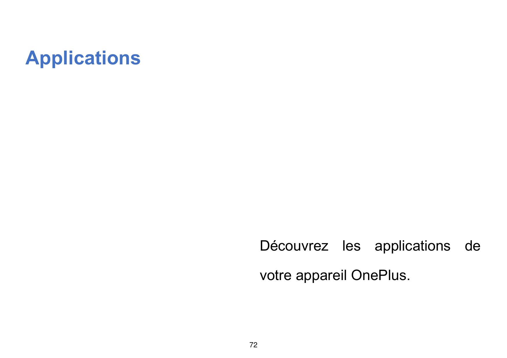 ApplicationsDécouvrez les applications devotre appareil OnePlus.72