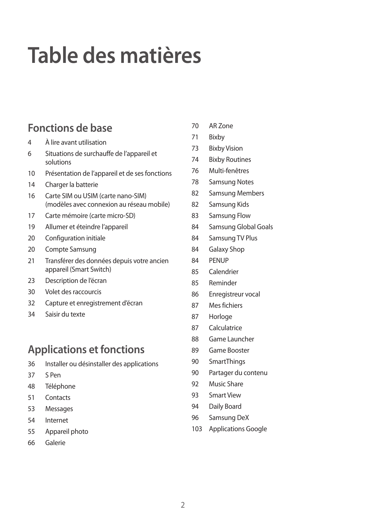 Table des matièresFonctions de base4À lire avant utilisation6Situations de surchauffe de l’appareil etsolutions10Présentation de