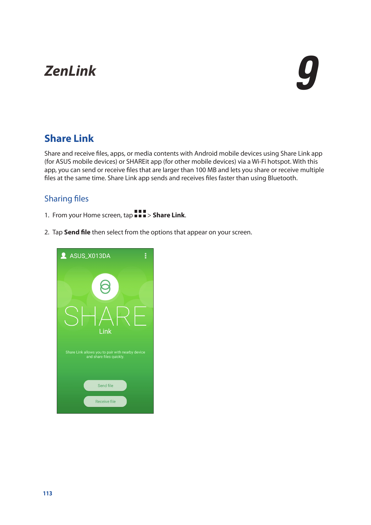 9ZenLink9ZenLinkShare LinkShare and receive files, apps, or media contents with Android mobile devices using Share Link app(for 