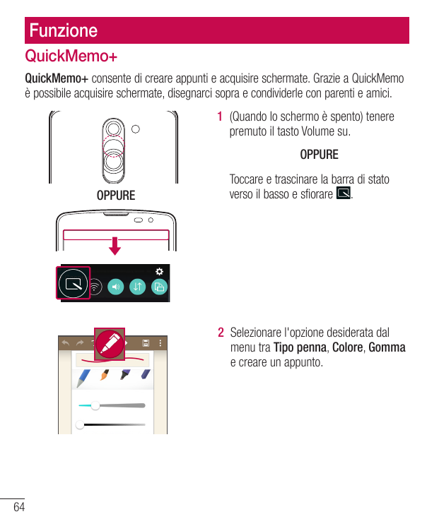 FunzioneQuickMemo+QuickMemo+ consente di creare appunti e acquisire schermate. Grazie a QuickMemoè possibile acquisire schermate