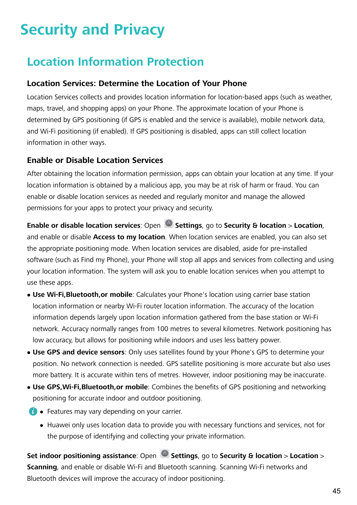 Security and PrivacyLocation Information ProtectionLocation Services: Determine the Location of Your PhoneLocation Services coll