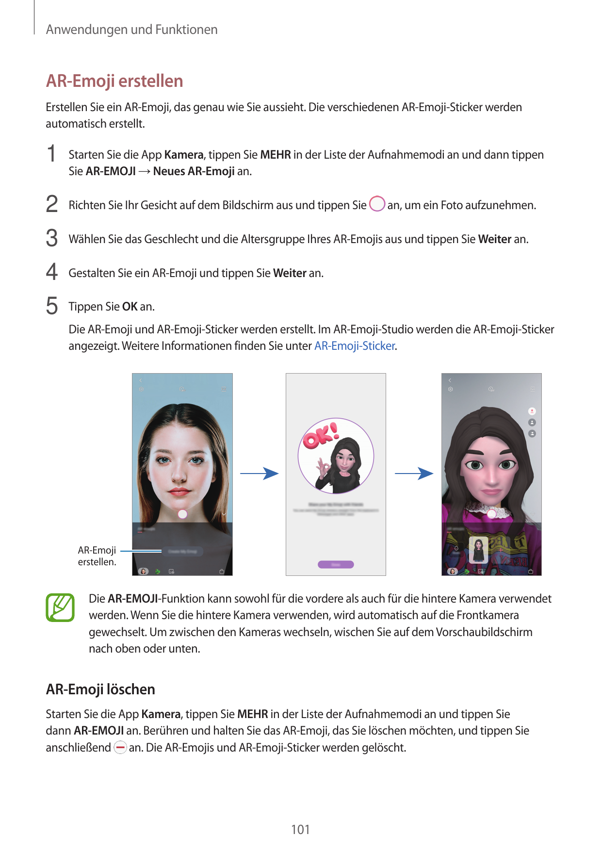 Anwendungen und FunktionenAR-Emoji erstellenErstellen Sie ein AR-Emoji, das genau wie Sie aussieht. Die verschiedenen AR-Emoji-S