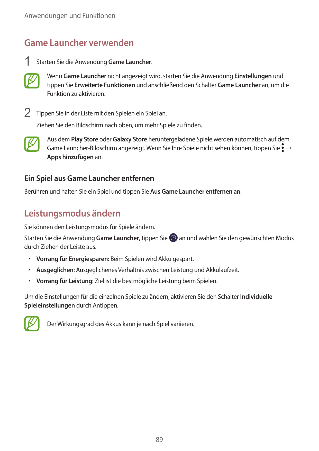 Anwendungen und FunktionenGame Launcher verwenden1 Starten Sie die Anwendung Game Launcher.Wenn Game Launcher nicht angezeigt wi