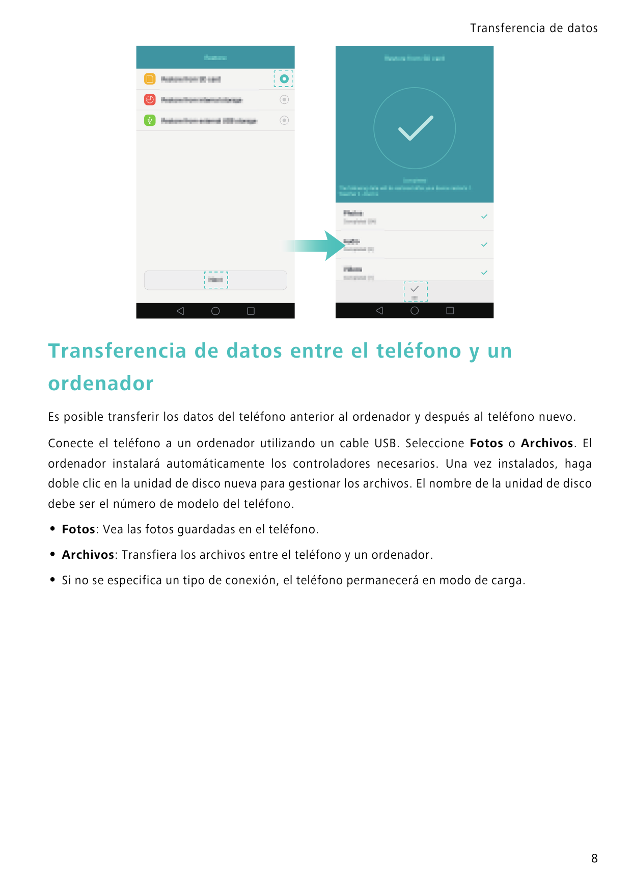 Transferencia de datosTransferencia de datos entre el teléfono y unordenadorEs posible transferir los datos del teléfono anterio