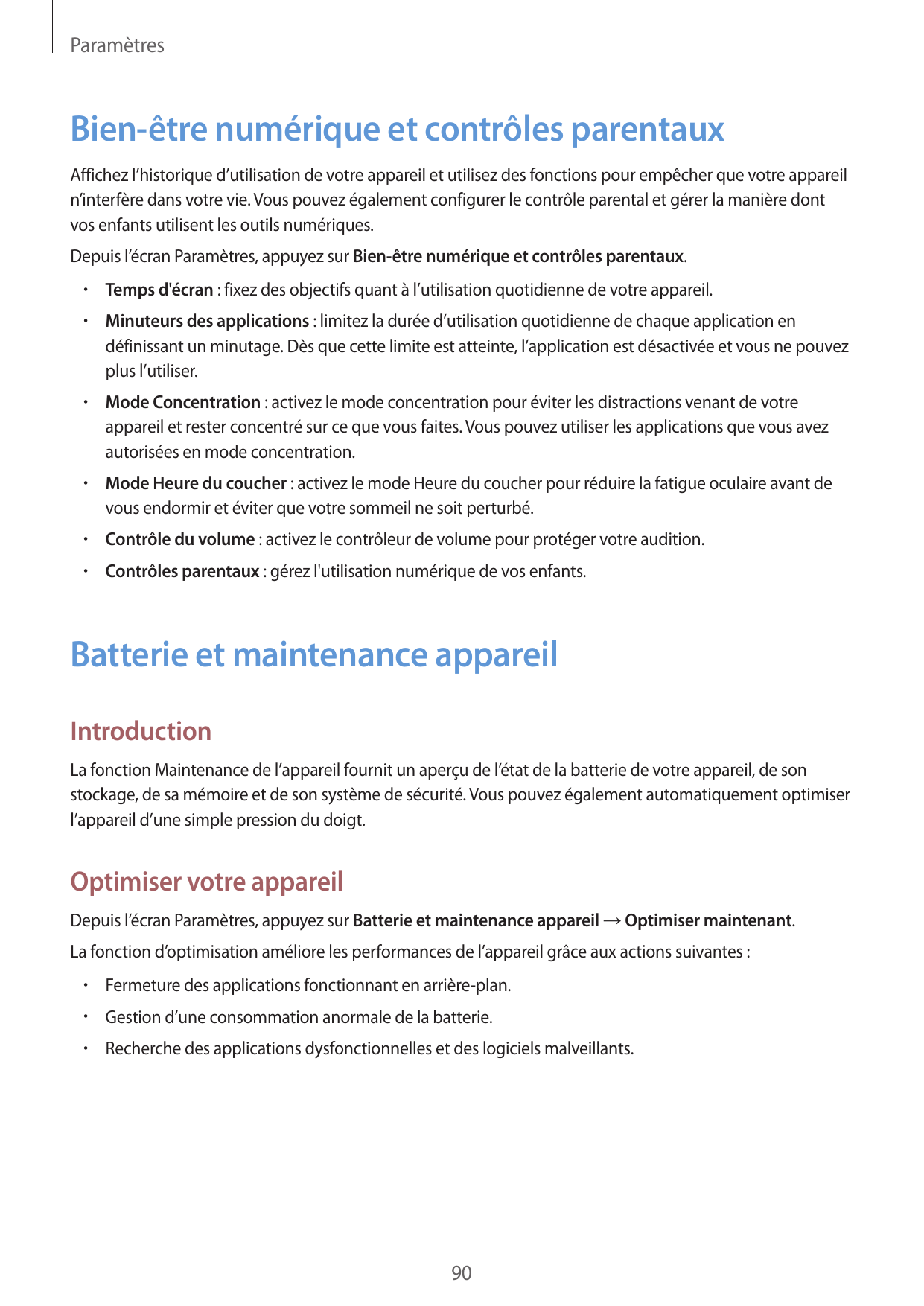 ParamètresBien-être numérique et contrôles parentauxAffichez l’historique d’utilisation de votre appareil et utilisez des foncti