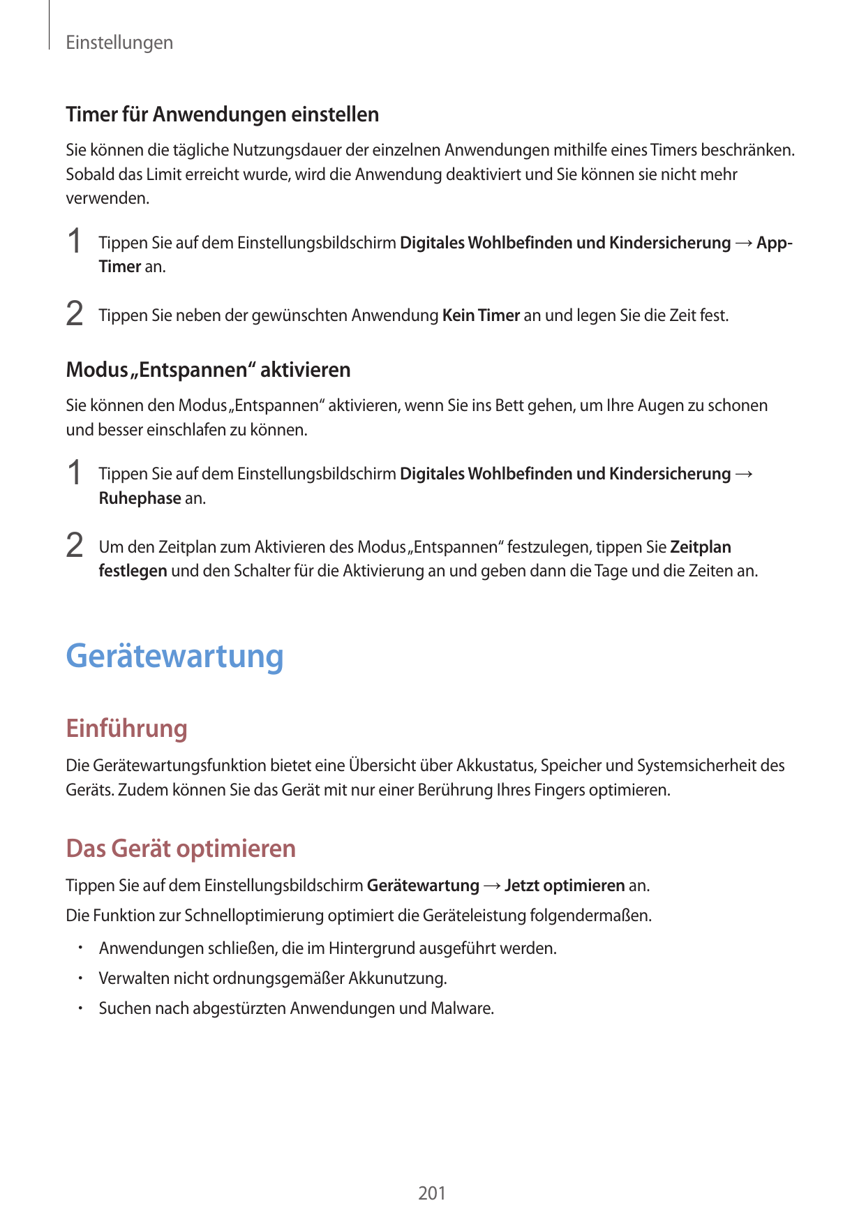 EinstellungenTimer für Anwendungen einstellenSie können die tägliche Nutzungsdauer der einzelnen Anwendungen mithilfe eines Time