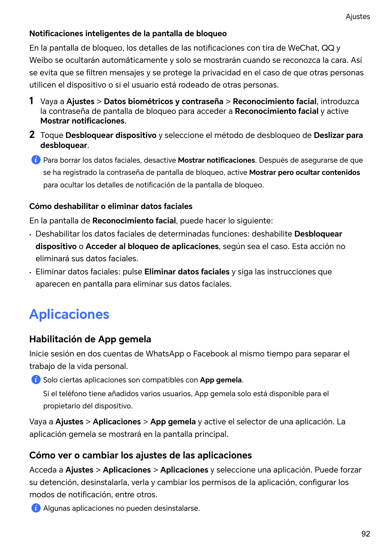 AjustesNotificaciones inteligentes de la pantalla de bloqueoEn la pantalla de bloqueo, los detalles de las notificaciones con ti