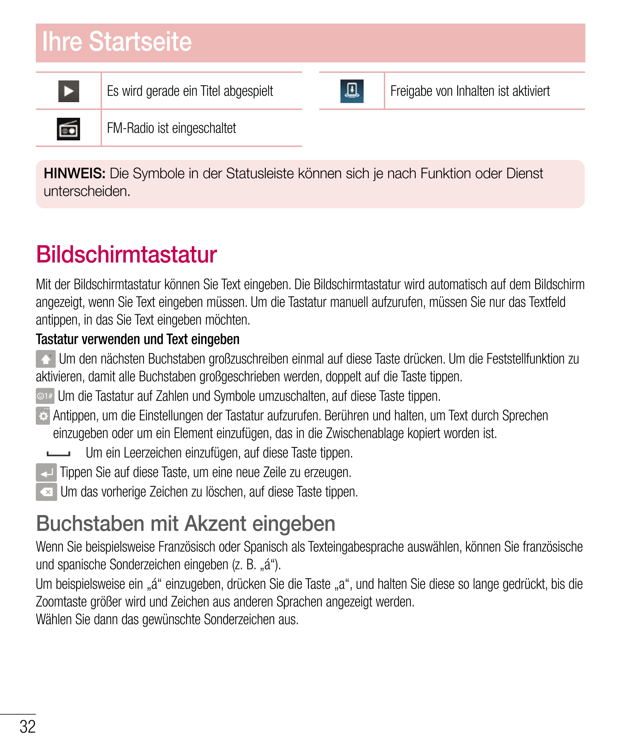 Ihre Startseite
Es wird gerade ein Titel abgespielt Freigabe von Inhalten ist aktiviert
FM-Radio ist eingeschaltet
HINWEIS:  Die