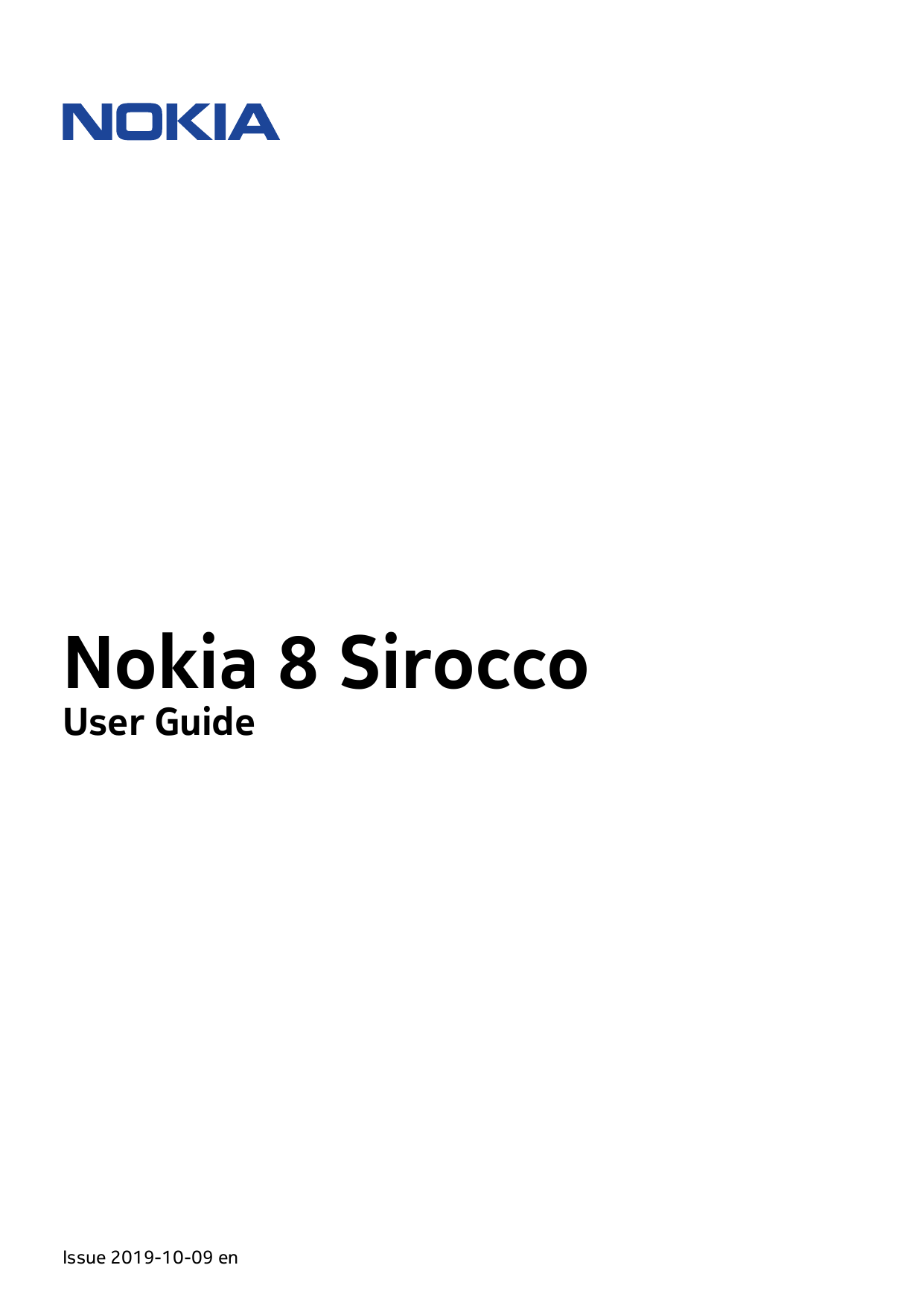 Nokia 8 SiroccoUser GuideIssue 2019-10-09 en