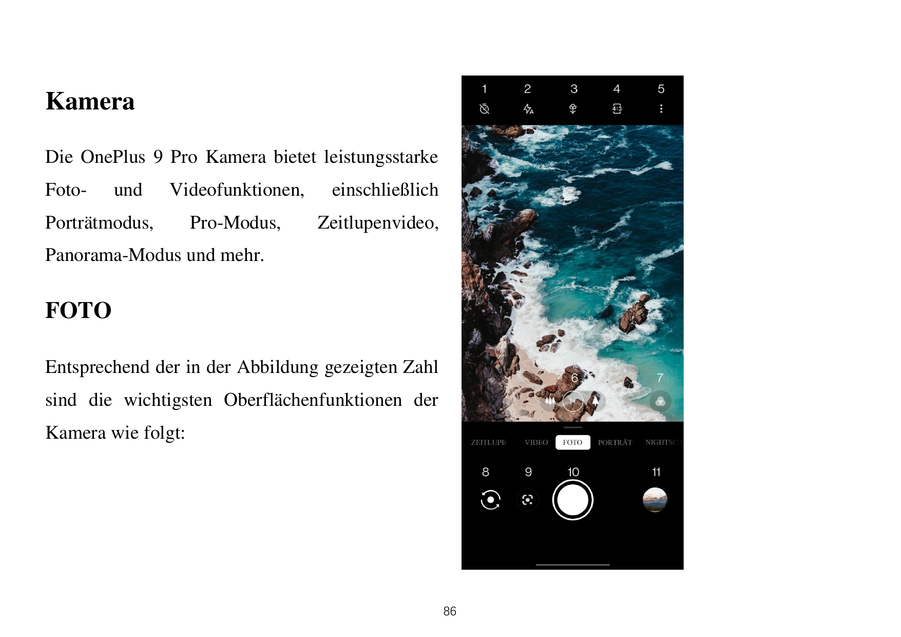 KameraDie OnePlus 9 Pro Kamera bietet leistungsstarkeFoto-undVideofunktionen,Porträtmodus,Pro-Modus,einschließlichZeitlupenvideo