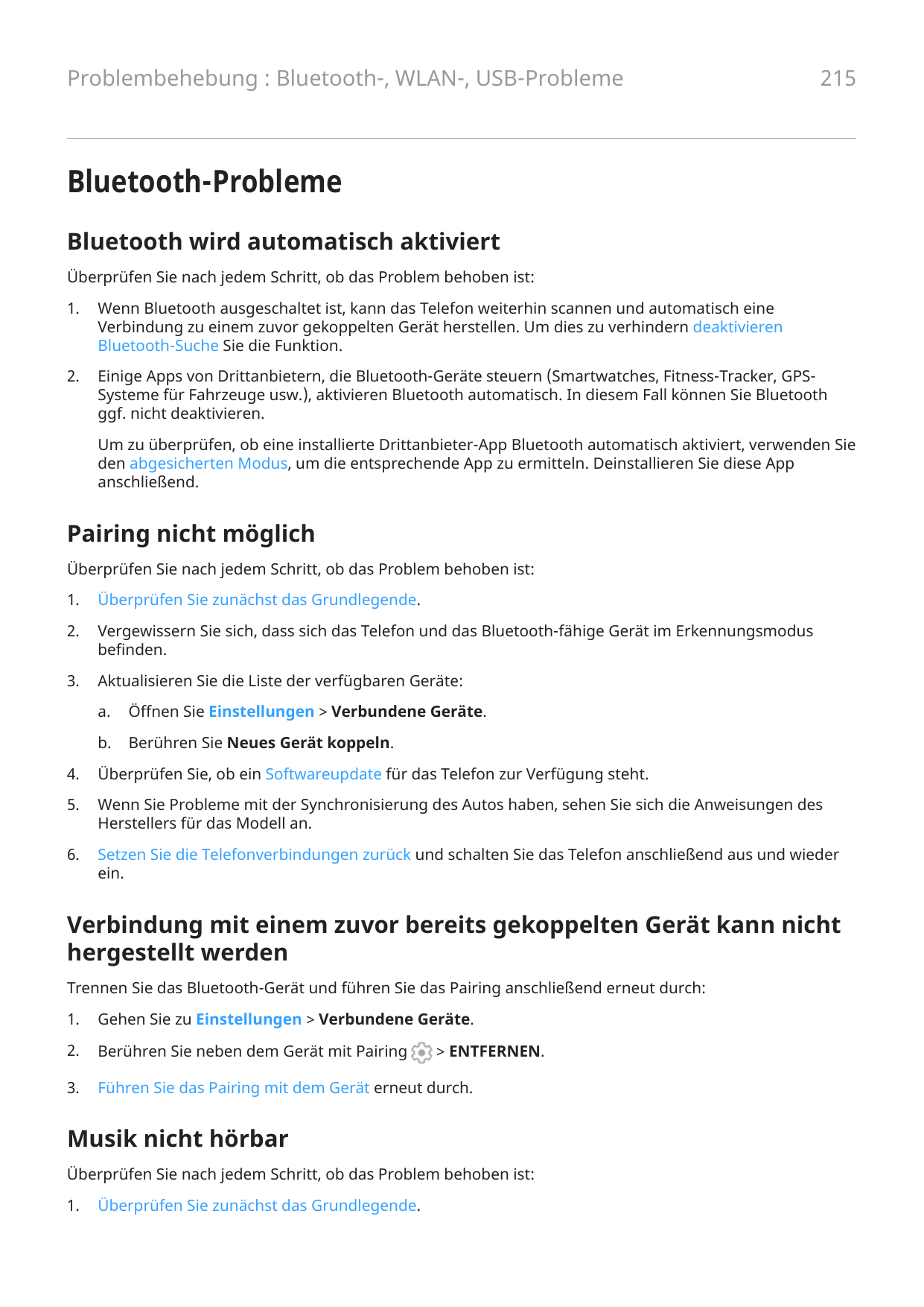 Problembehebung : Bluetooth-, WLAN-, USB-Probleme215Bluetooth-ProblemeBluetooth wird automatisch aktiviertÜberprüfen Sie nach je