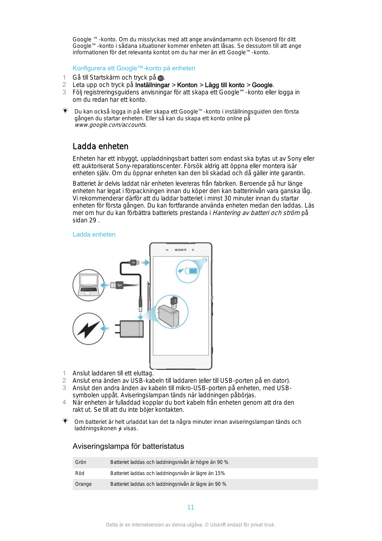 Google ™-konto. Om du misslyckas med att ange användarnamn och lösenord för dittGoogle™-konto i sådana situationer kommer enhete