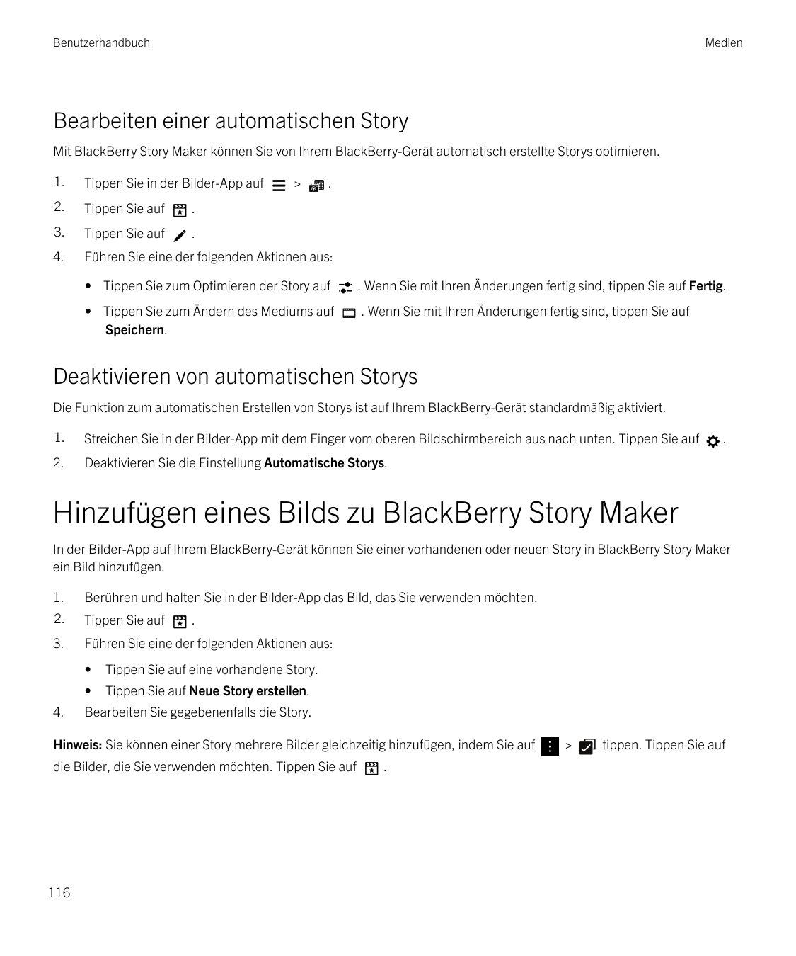 BenutzerhandbuchMedienBearbeiten einer automatischen StoryMit BlackBerry Story Maker können Sie von Ihrem BlackBerry-Gerät autom