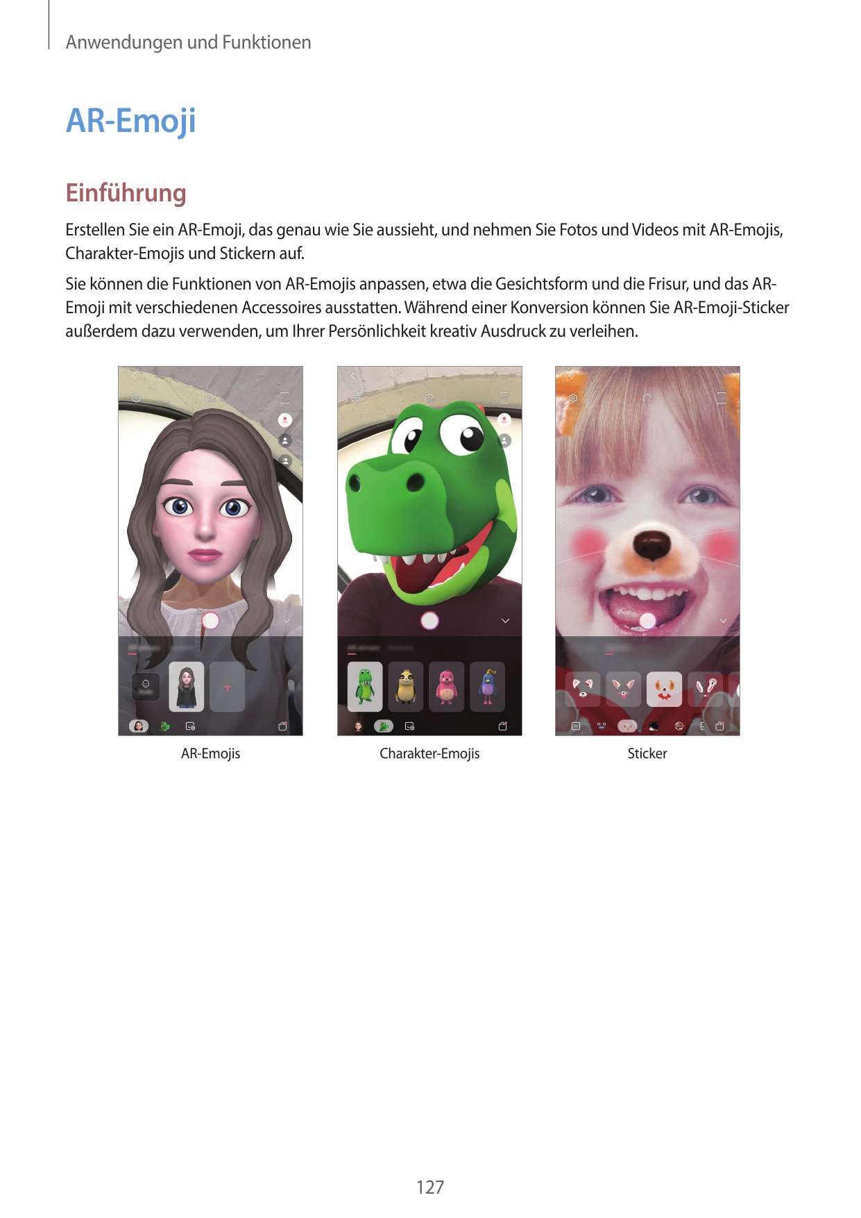 Anwendungen und FunktionenAR-EmojiEinführungErstellen Sie ein AR-Emoji, das genau wie Sie aussieht, und nehmen Sie Fotos und Vid