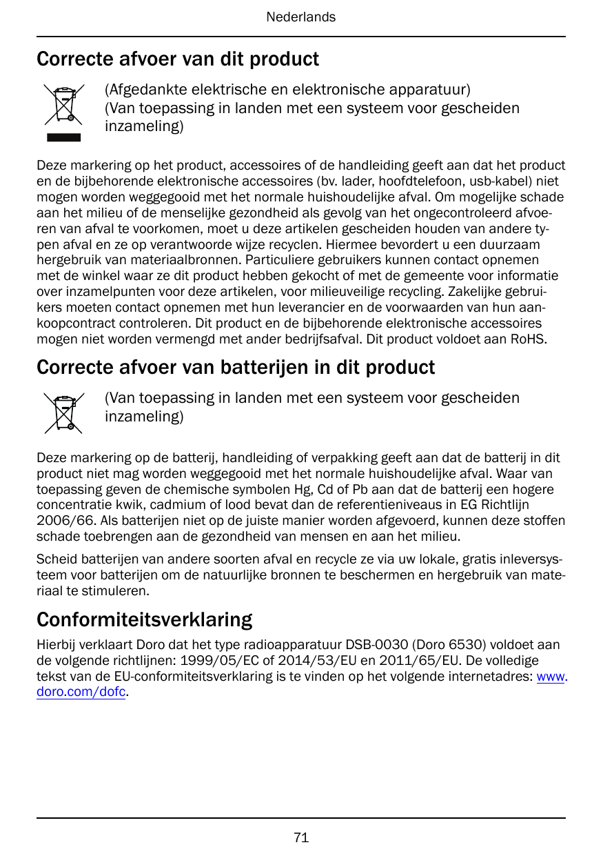 NederlandsCorrecte afvoer van dit product(Afgedankte elektrische en elektronische apparatuur)(Van toepassing in landen met een s