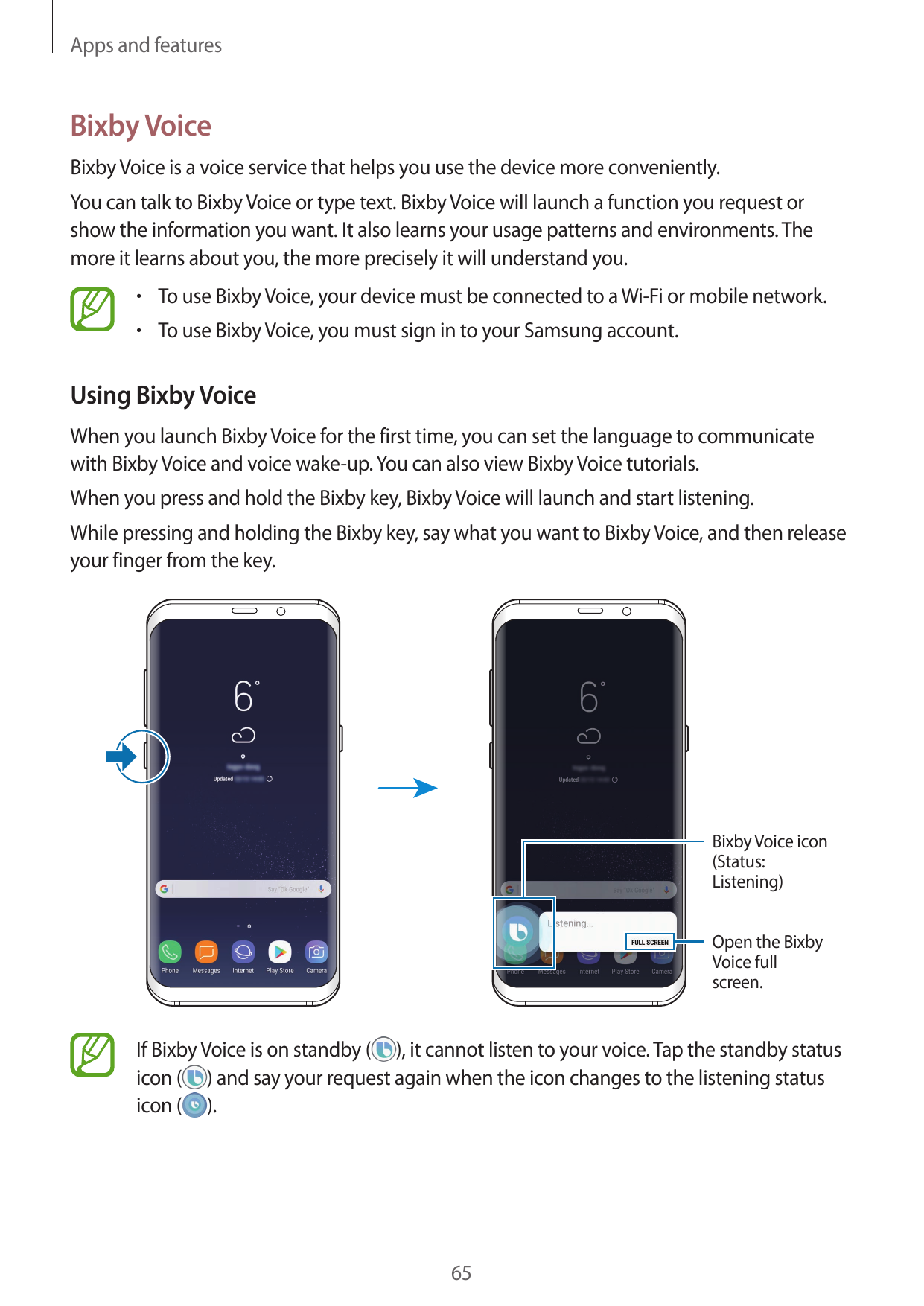 Apps and featuresBixby VoiceBixby Voice is a voice service that helps you use the device more conveniently.You can talk to Bixby