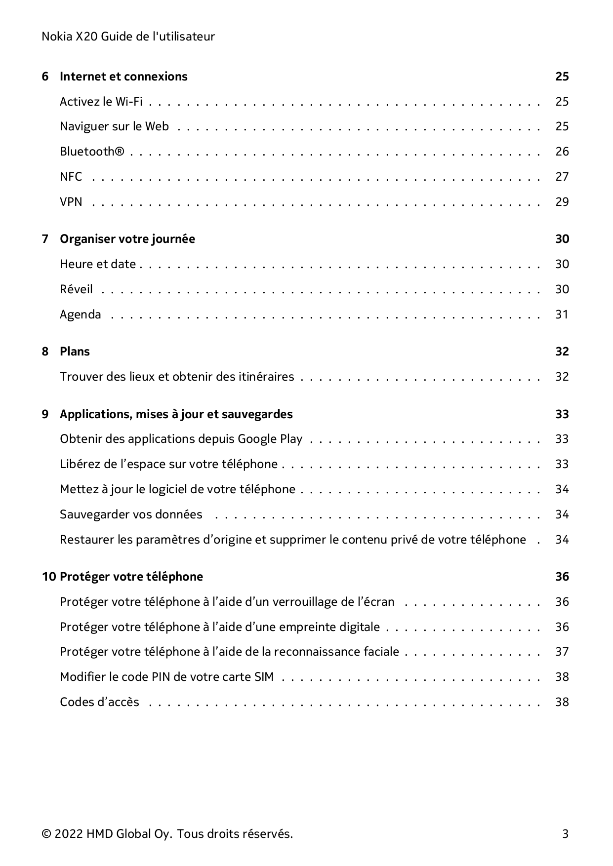 Nokia X20 Guide de l'utilisateur6 Internet et connexions25Activez le Wi-Fi . . . . . . . . . . . . . . . . . . . . . . . . . . .