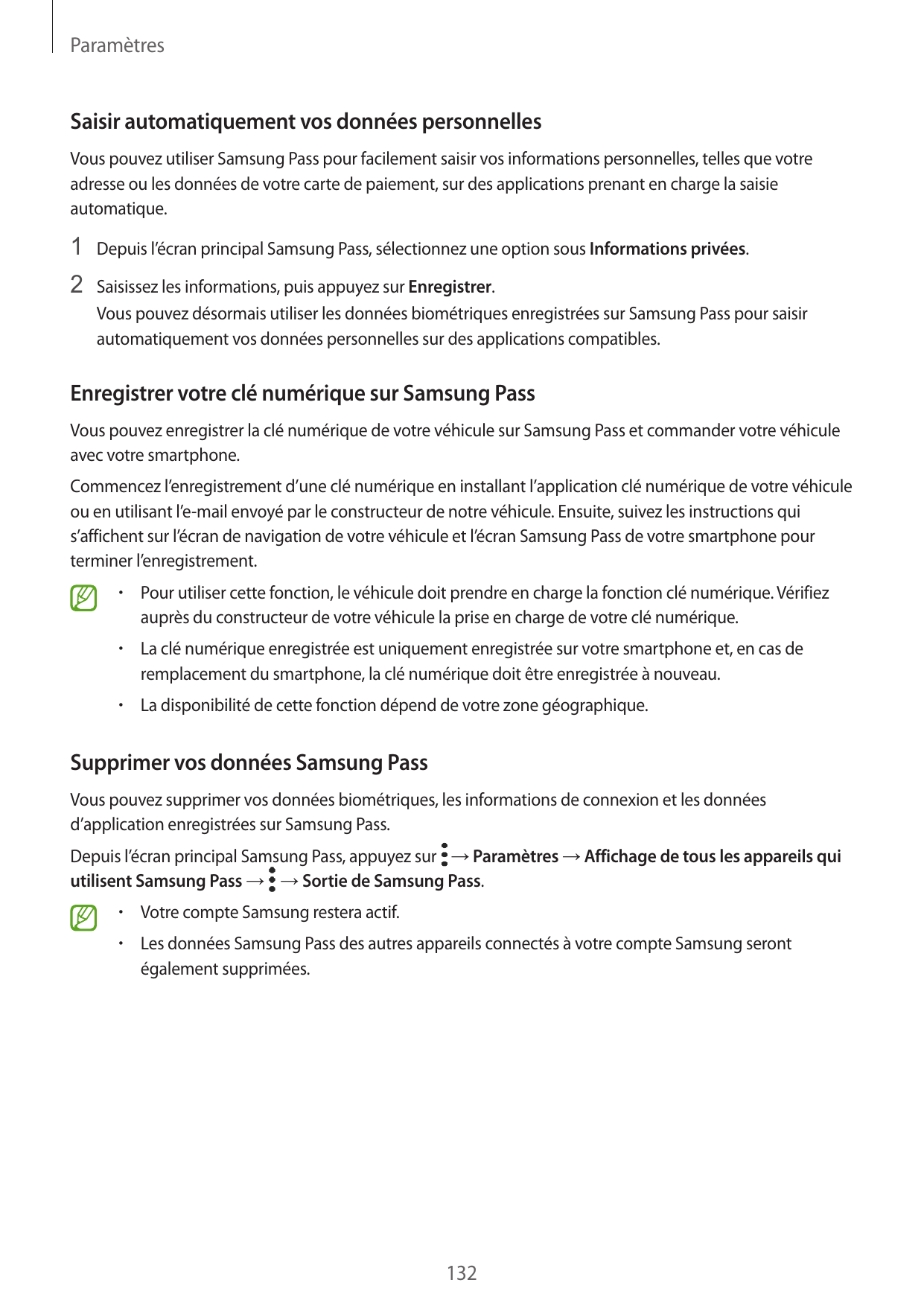 ParamètresSaisir automatiquement vos données personnellesVous pouvez utiliser Samsung Pass pour facilement saisir vos informatio