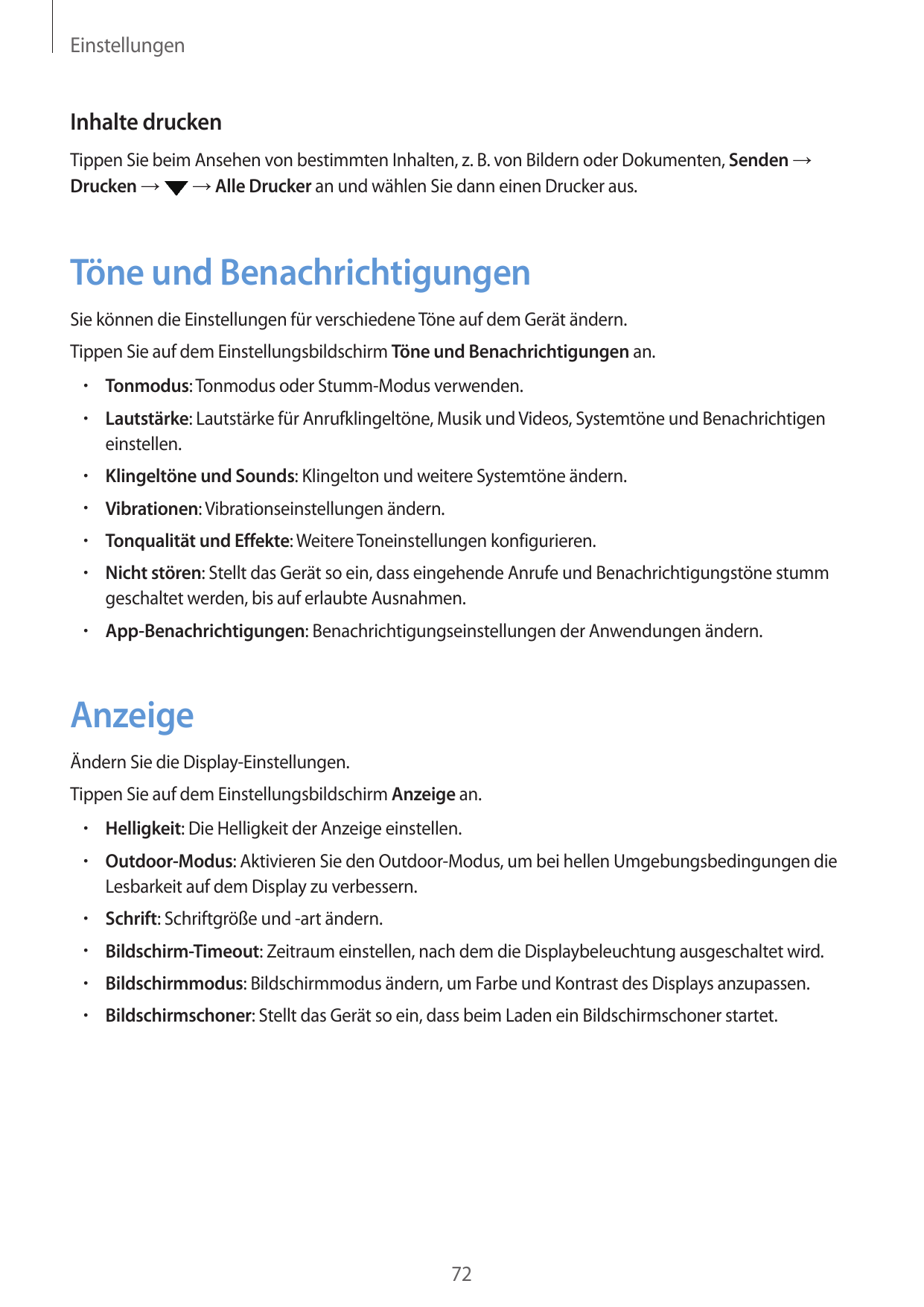 EinstellungenInhalte druckenTippen Sie beim Ansehen von bestimmten Inhalten, z. B. von Bildern oder Dokumenten, Senden →→ Alle D