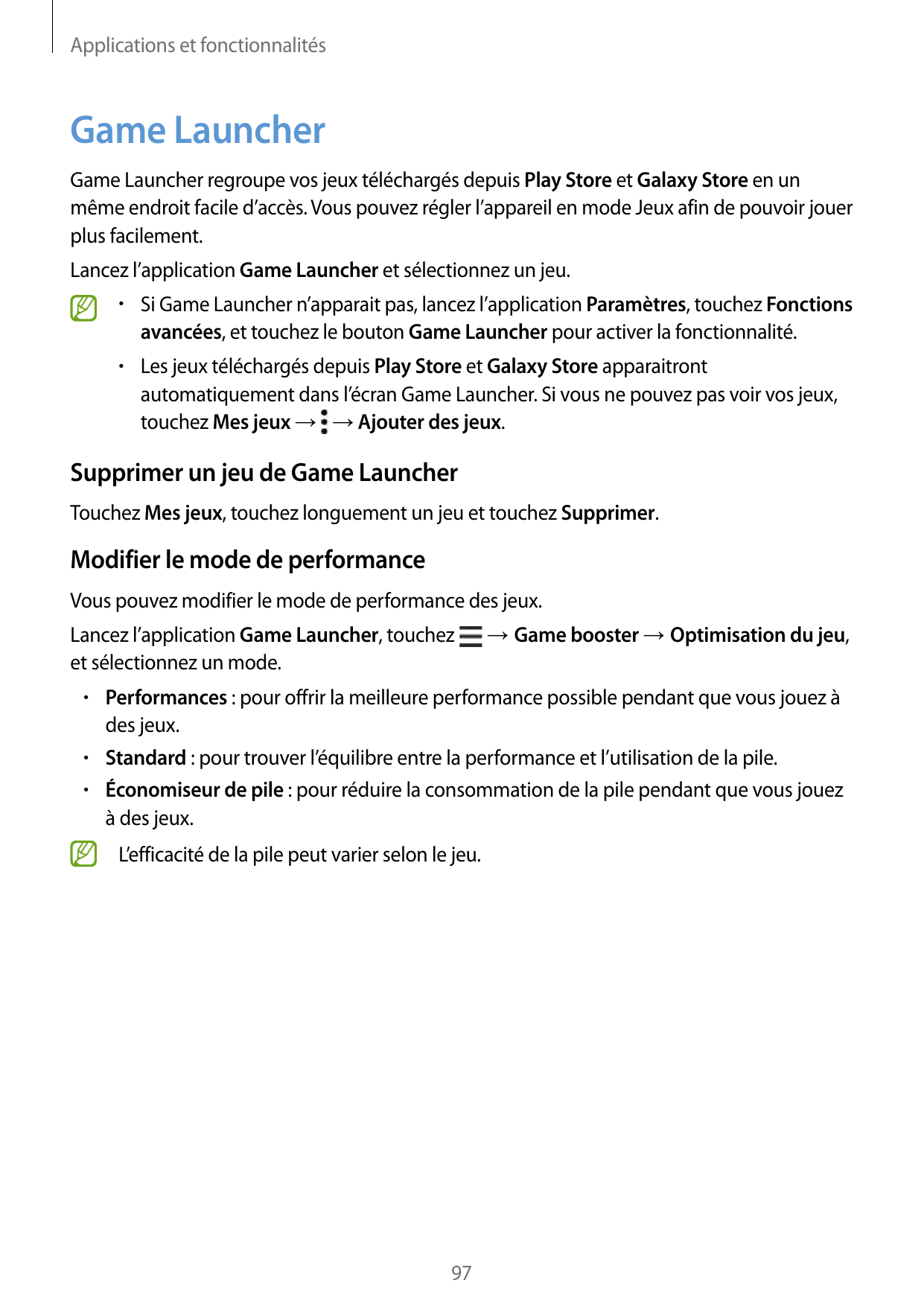 Applications et fonctionnalitésGame LauncherGame Launcher regroupe vos jeux téléchargés depuis Play Store et Galaxy Store en unm
