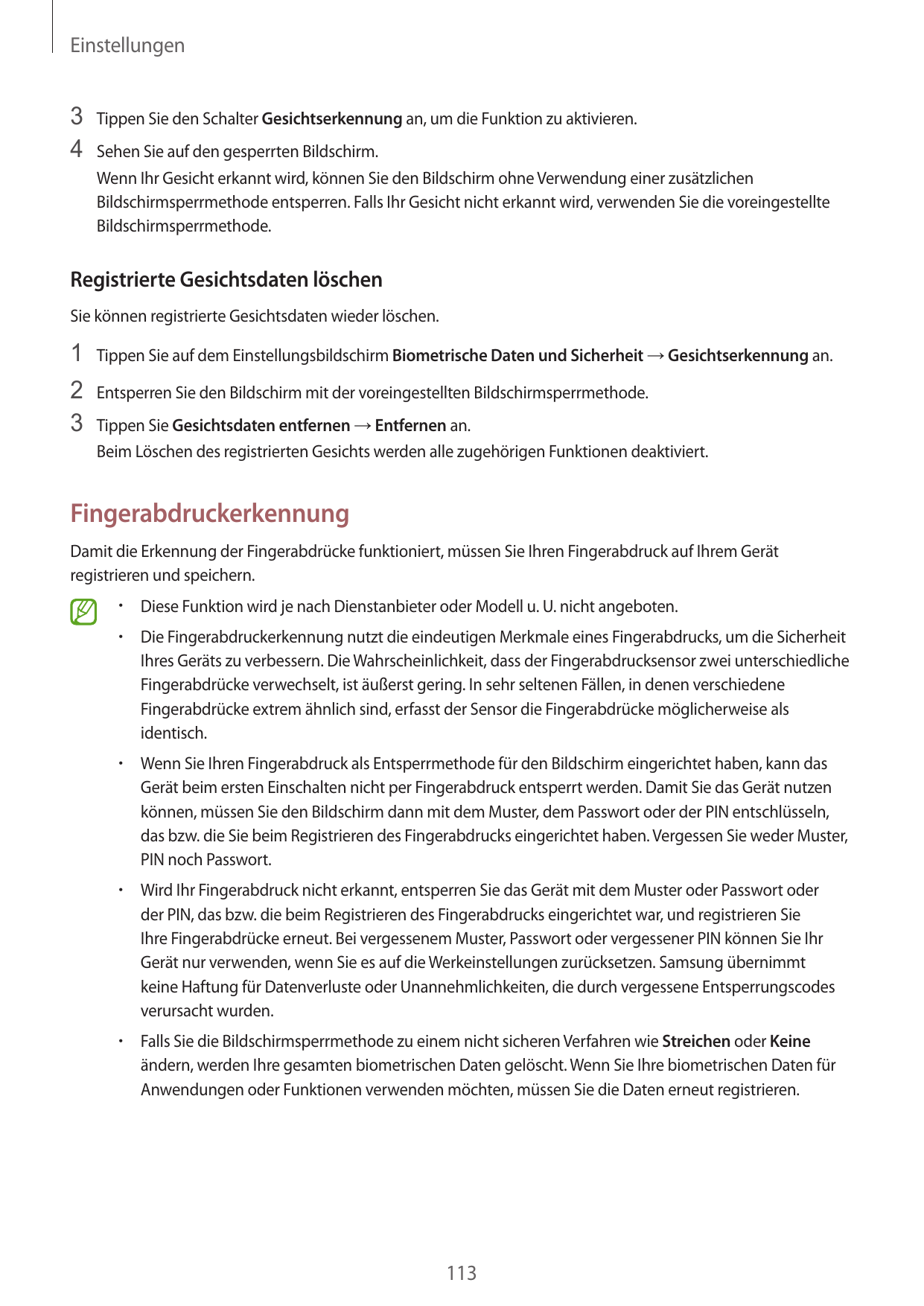 Einstellungen3 Tippen Sie den Schalter Gesichtserkennung an, um die Funktion zu aktivieren.4 Sehen Sie auf den gesperrten Bildsc