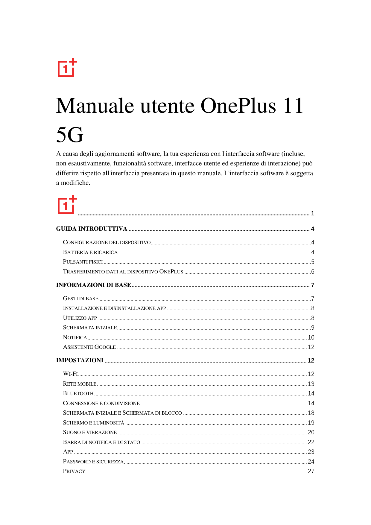 Manuale utente OnePlus 115GA causa degli aggiornamenti software, la tua esperienza con l'interfaccia software (incluse,non esaus