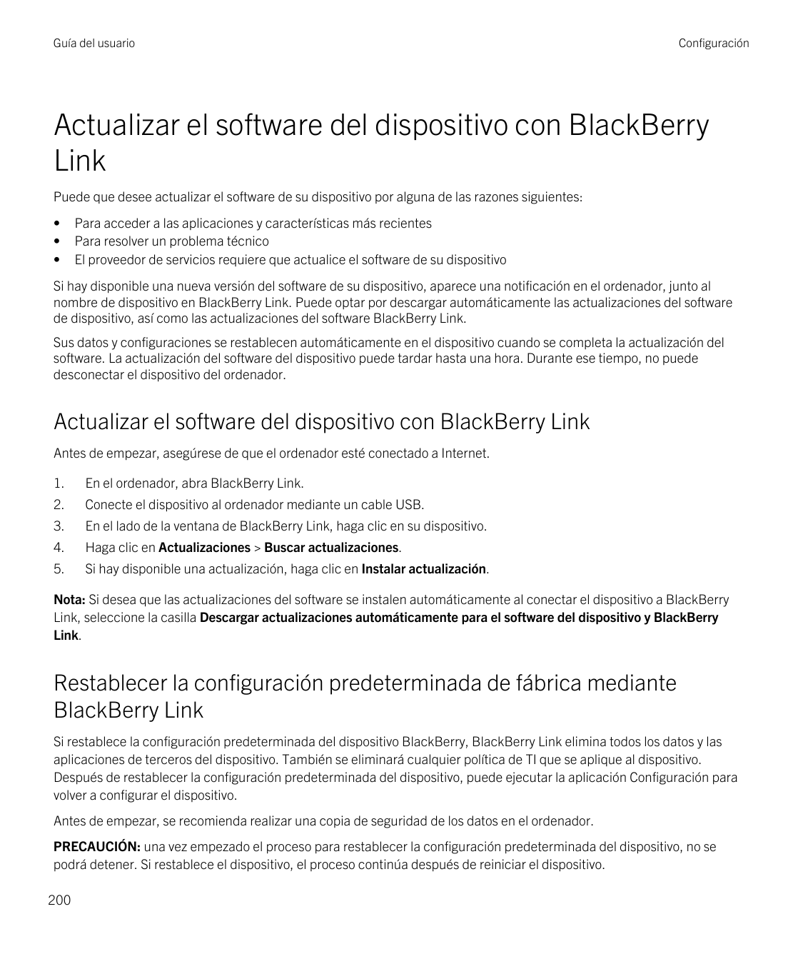 Guía del usuarioConfiguraciónActualizar el software del dispositivo con BlackBerryLinkPuede que desee actualizar el software de 