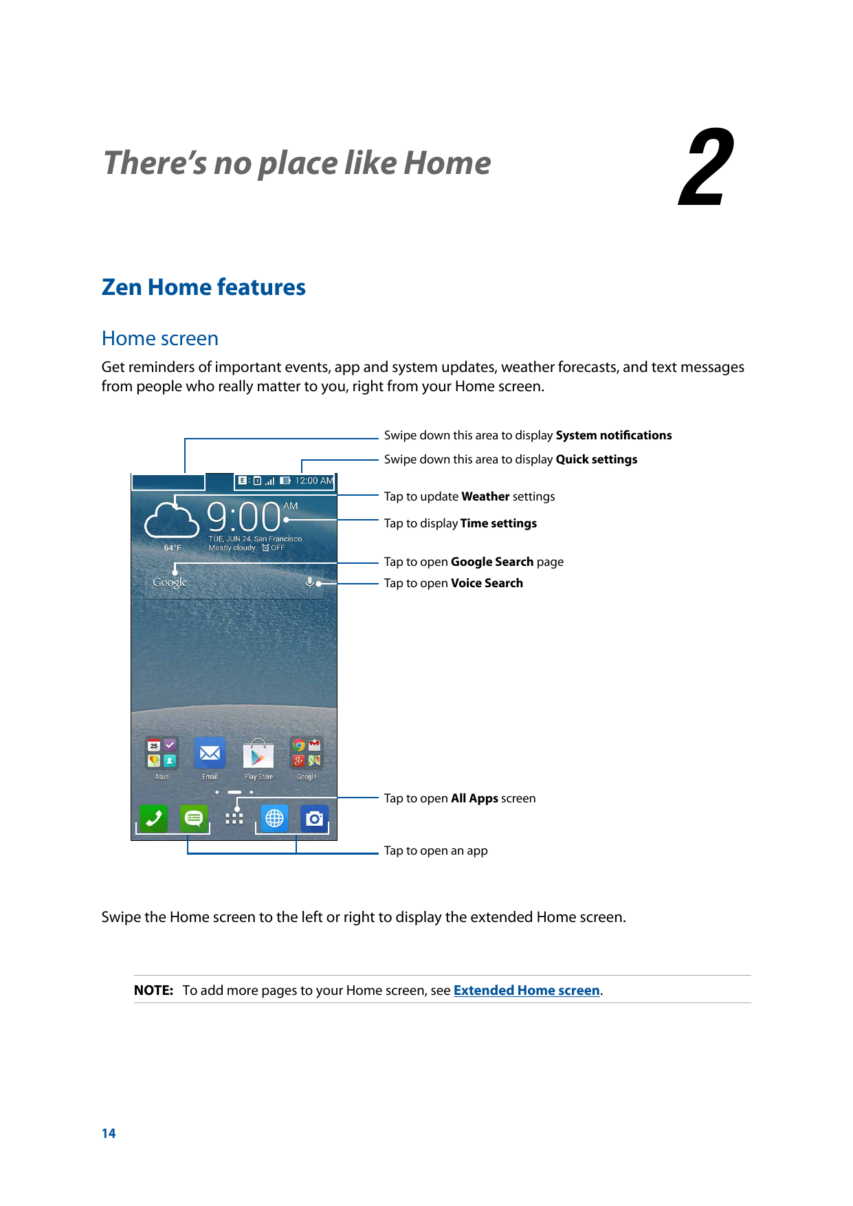 2There’s no place like HomeThere’s no place like Home2Zen Home featuresHome screenGet reminders of important events, app and sys