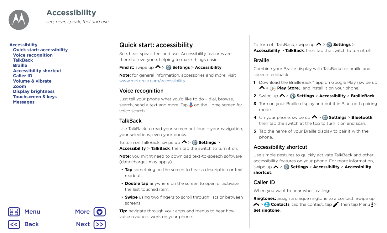 Accessibilitysee, hear, speak, feel and useQuick start: accessibilityAccessibilityQuick start: accessibilityVoice recognitionTal