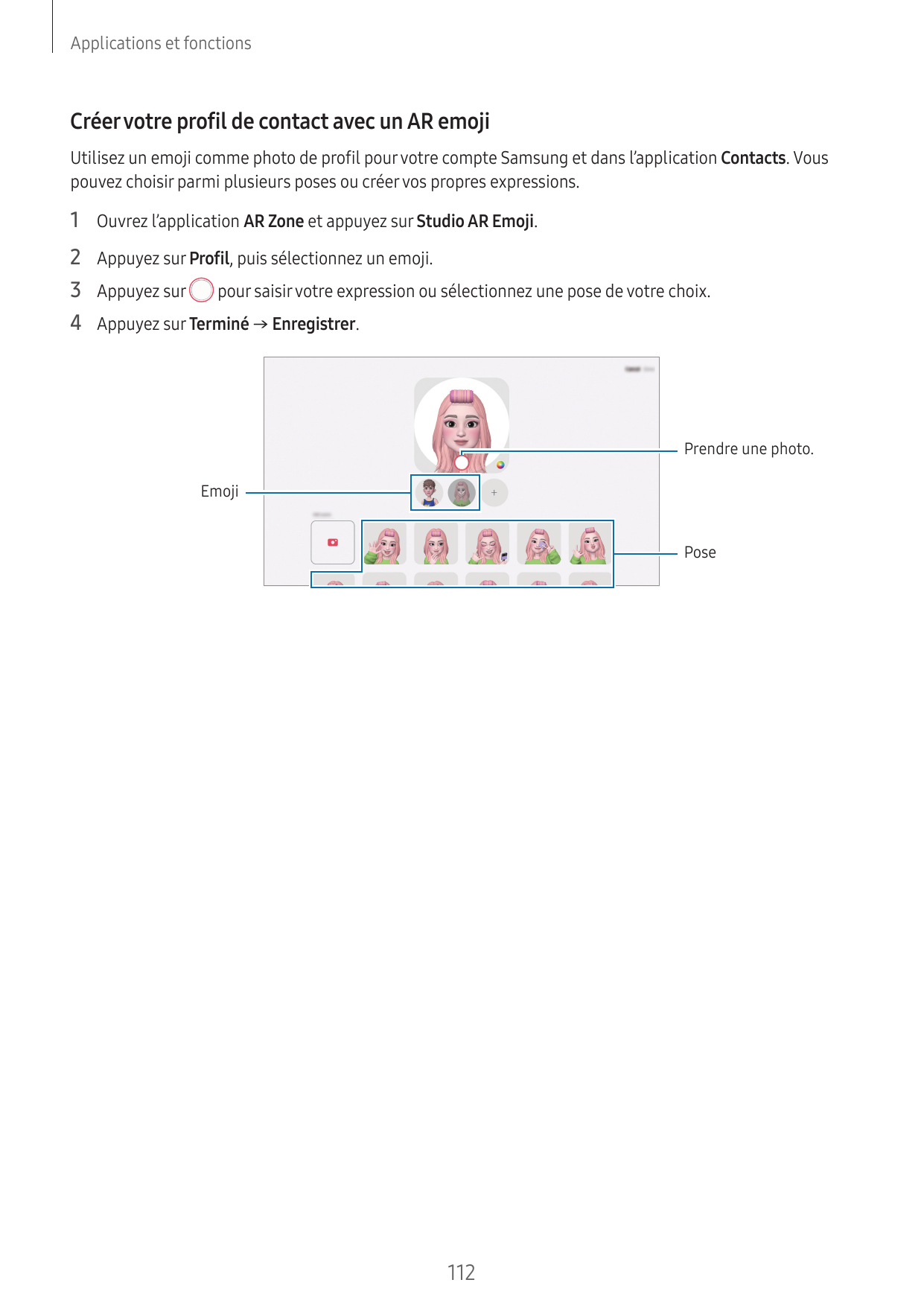 Applications et fonctionsCréer votre profil de contact avec un AR emojiUtilisez un emoji comme photo de profil pour votre compte
