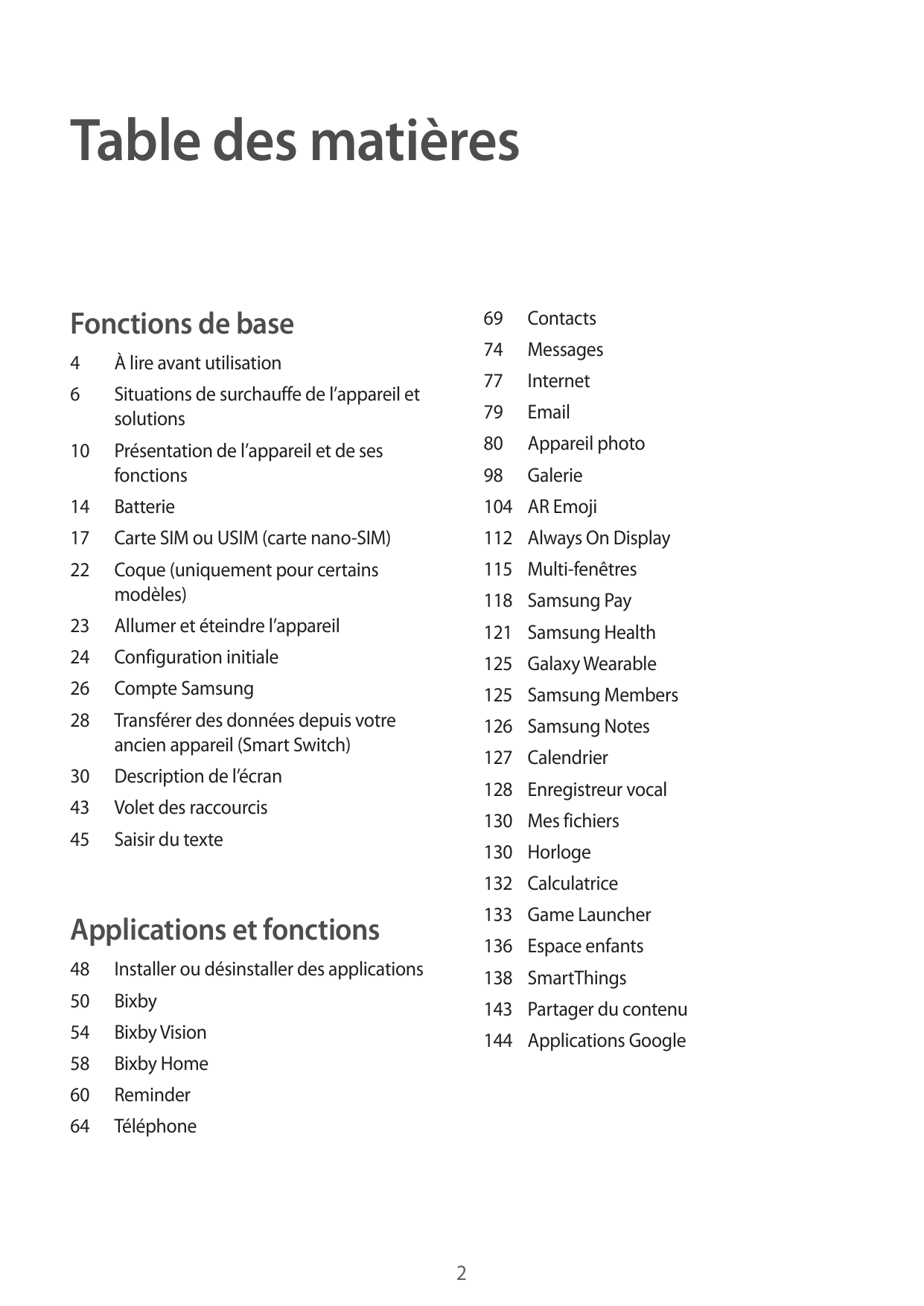 Table des matièresFonctions de base4À lire avant utilisation6Situations de surchauffe de l’appareil etsolutions10Présentation de