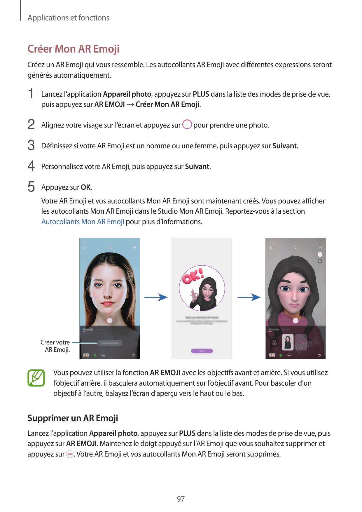 Applications et fonctionsCréer Mon AR EmojiCréez un AR Emoji qui vous ressemble. Les autocollants AR Emoji avec différentes expr
