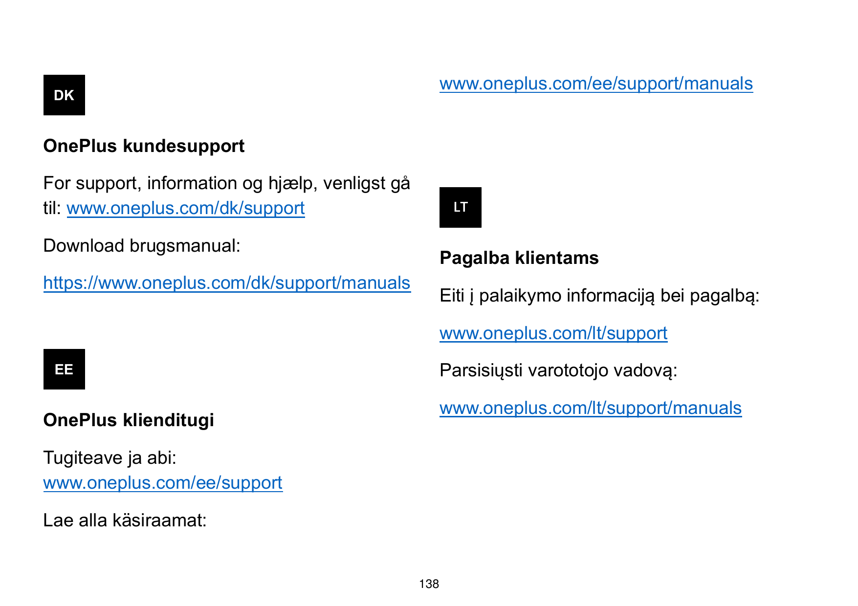 www.oneplus.com/ee/support/manualsDKOnePlus kundesupportFor support, information og hjælp, venligst gåtil: www.oneplus.com/dk/su