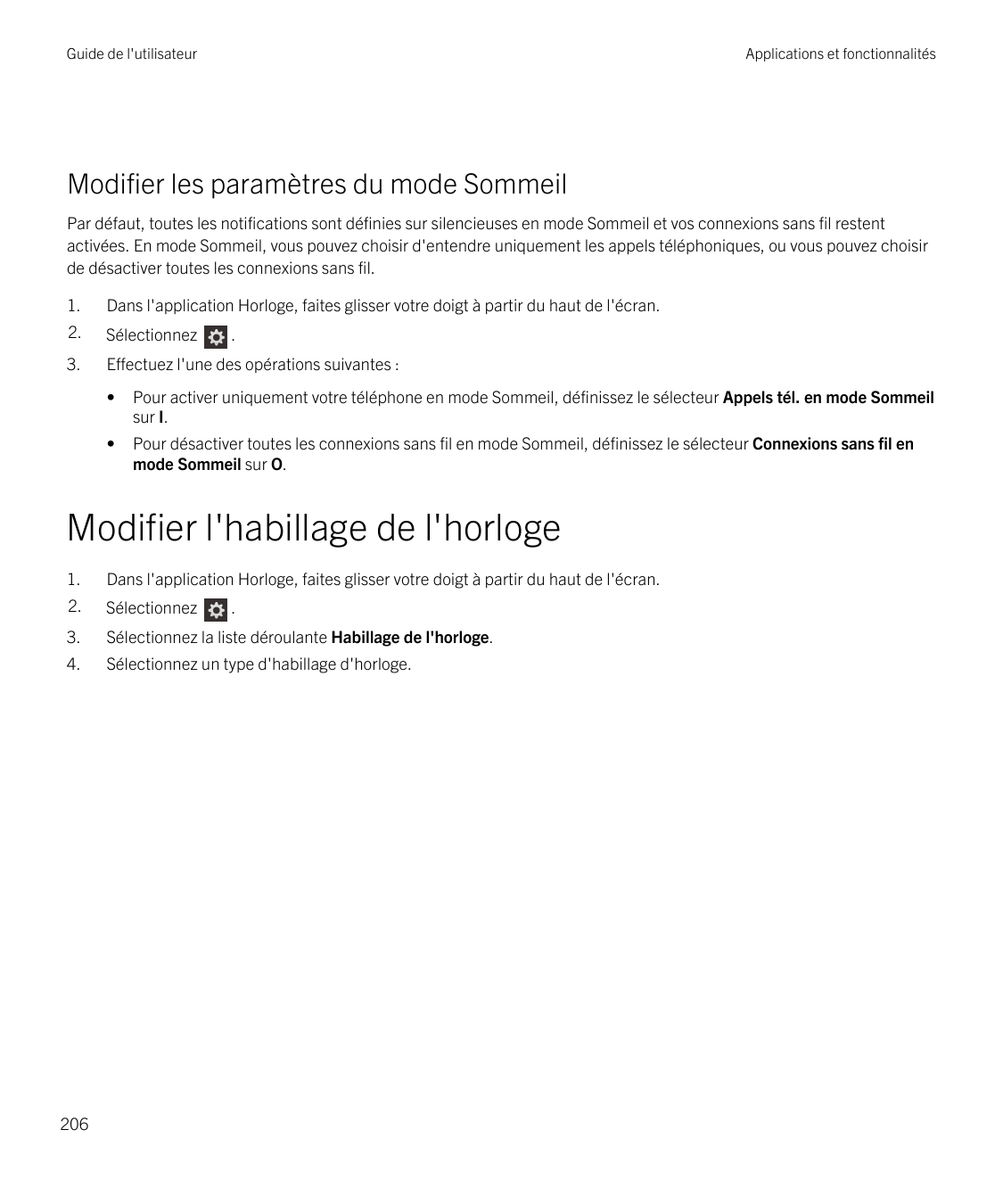 Guide de l'utilisateurApplications et fonctionnalitésModifier les paramètres du mode SommeilPar défaut, toutes les notifications