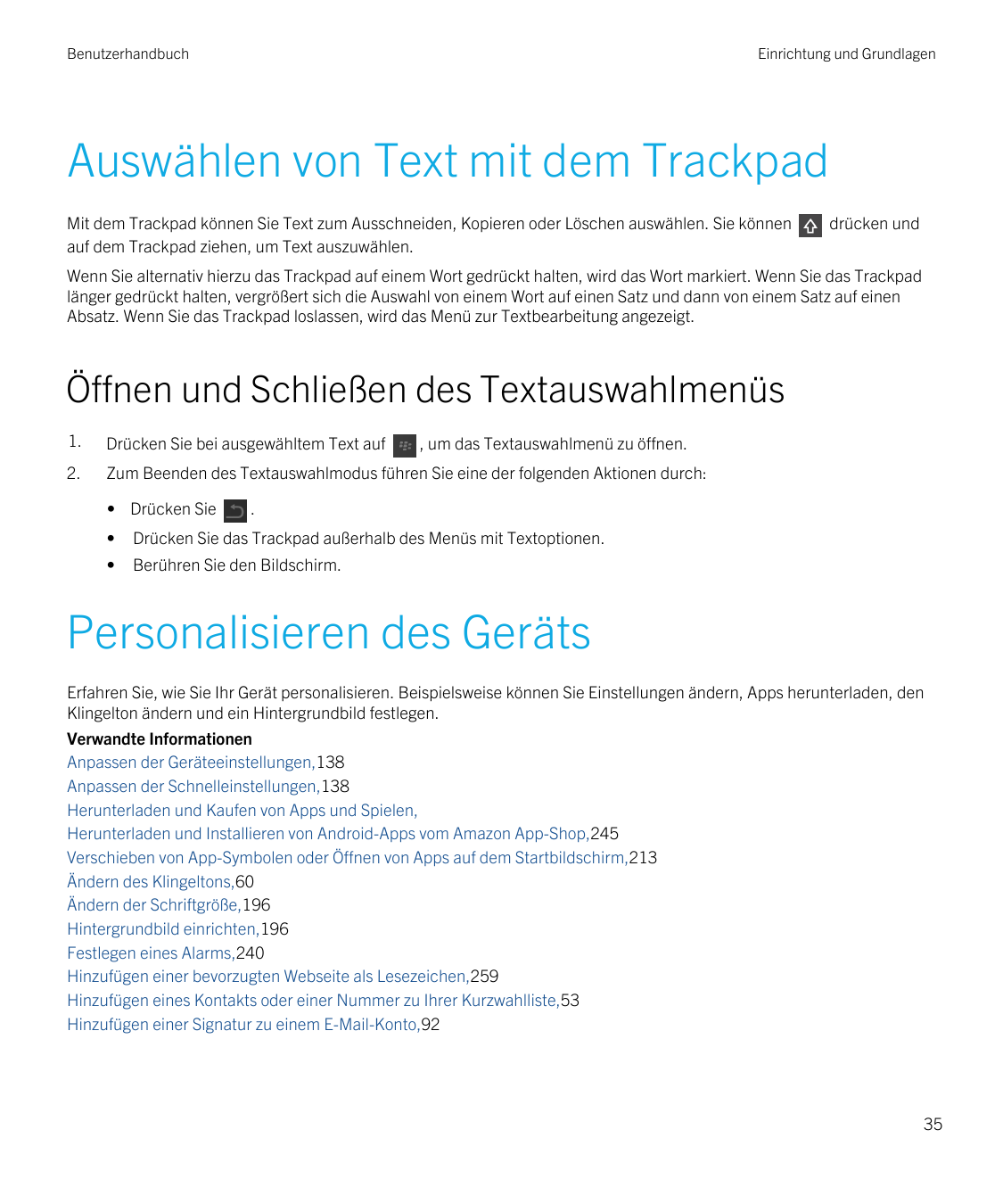 BenutzerhandbuchEinrichtung und GrundlagenAuswählen von Text mit dem TrackpadMit dem Trackpad können Sie Text zum Ausschneiden, 