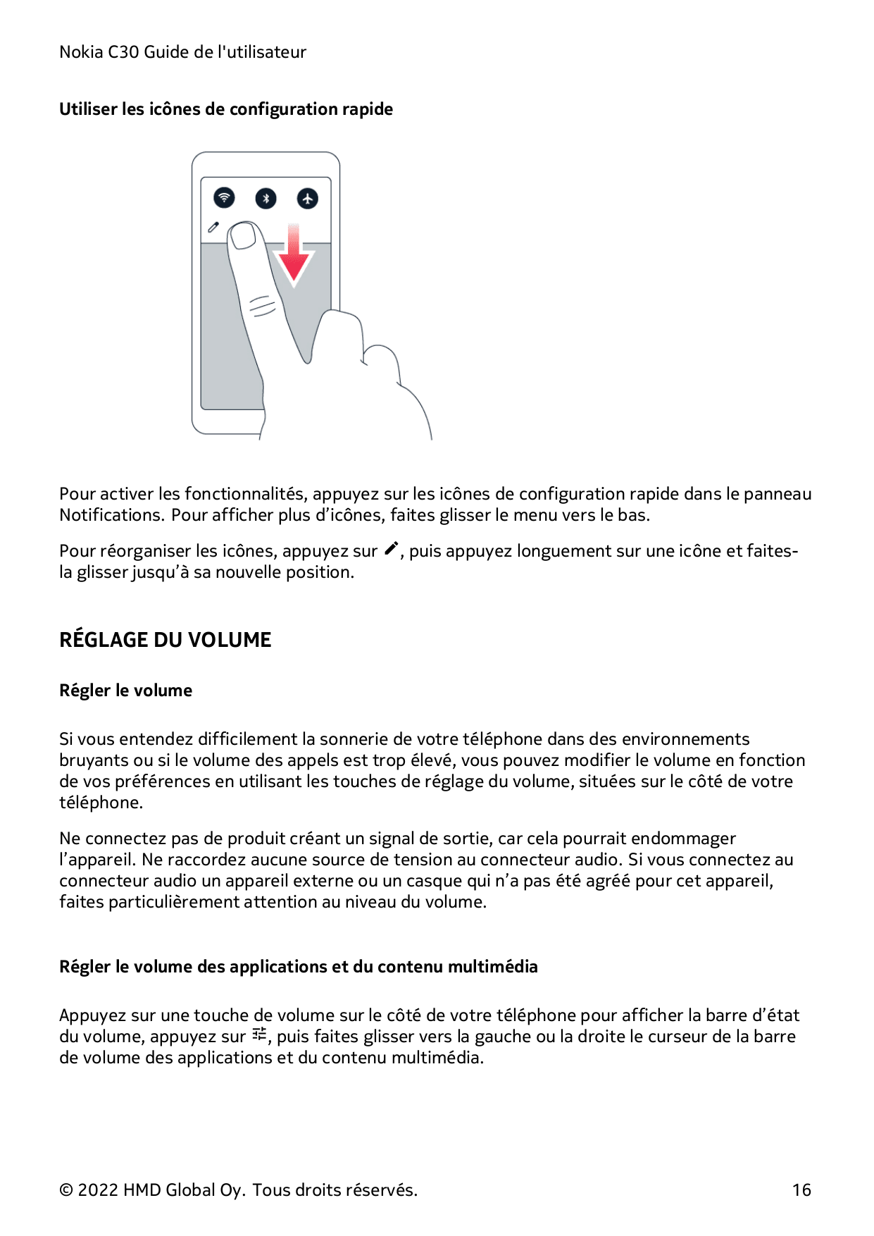 Nokia C30 Guide de l'utilisateurUtiliser les icônes de configuration rapidePour activer les fonctionnalités, appuyez sur les icô